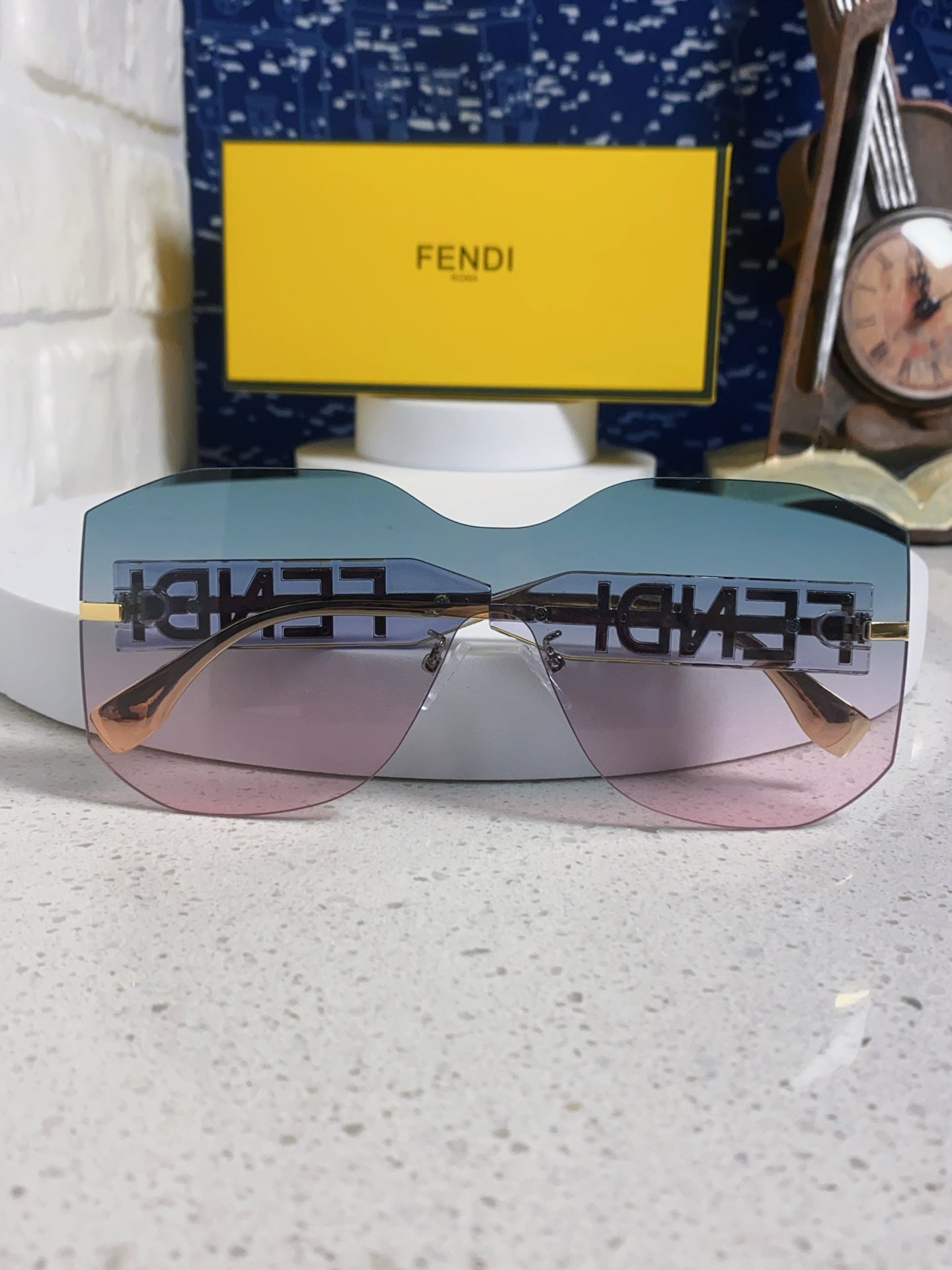 Fendi Lightweight Rimless Silver Lens Sunglasses for Men & Women - 383031 - detail image 6