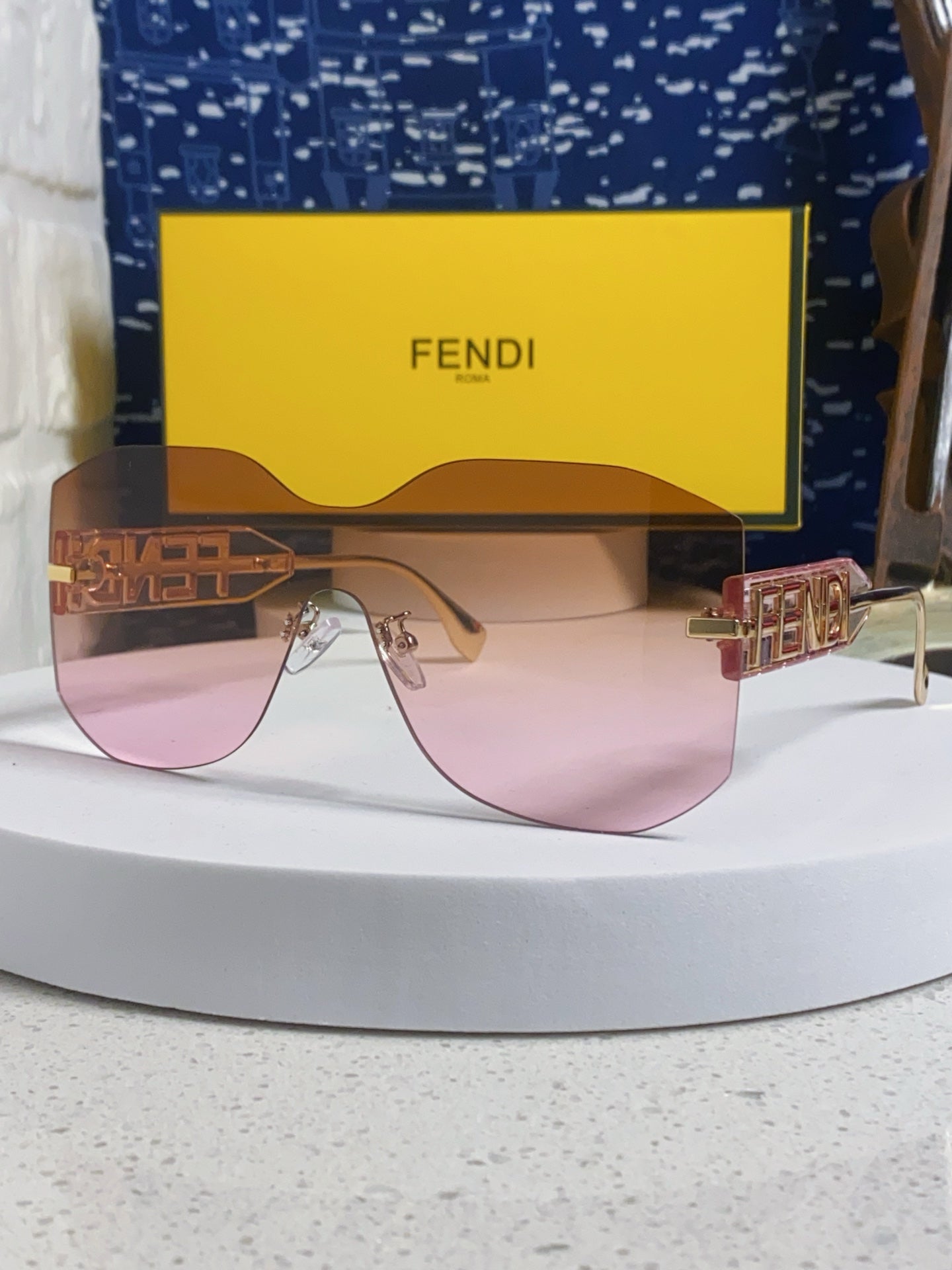 Fendi Lightweight Rimless Brown Lens Sunglasses for Men & Women - 383032