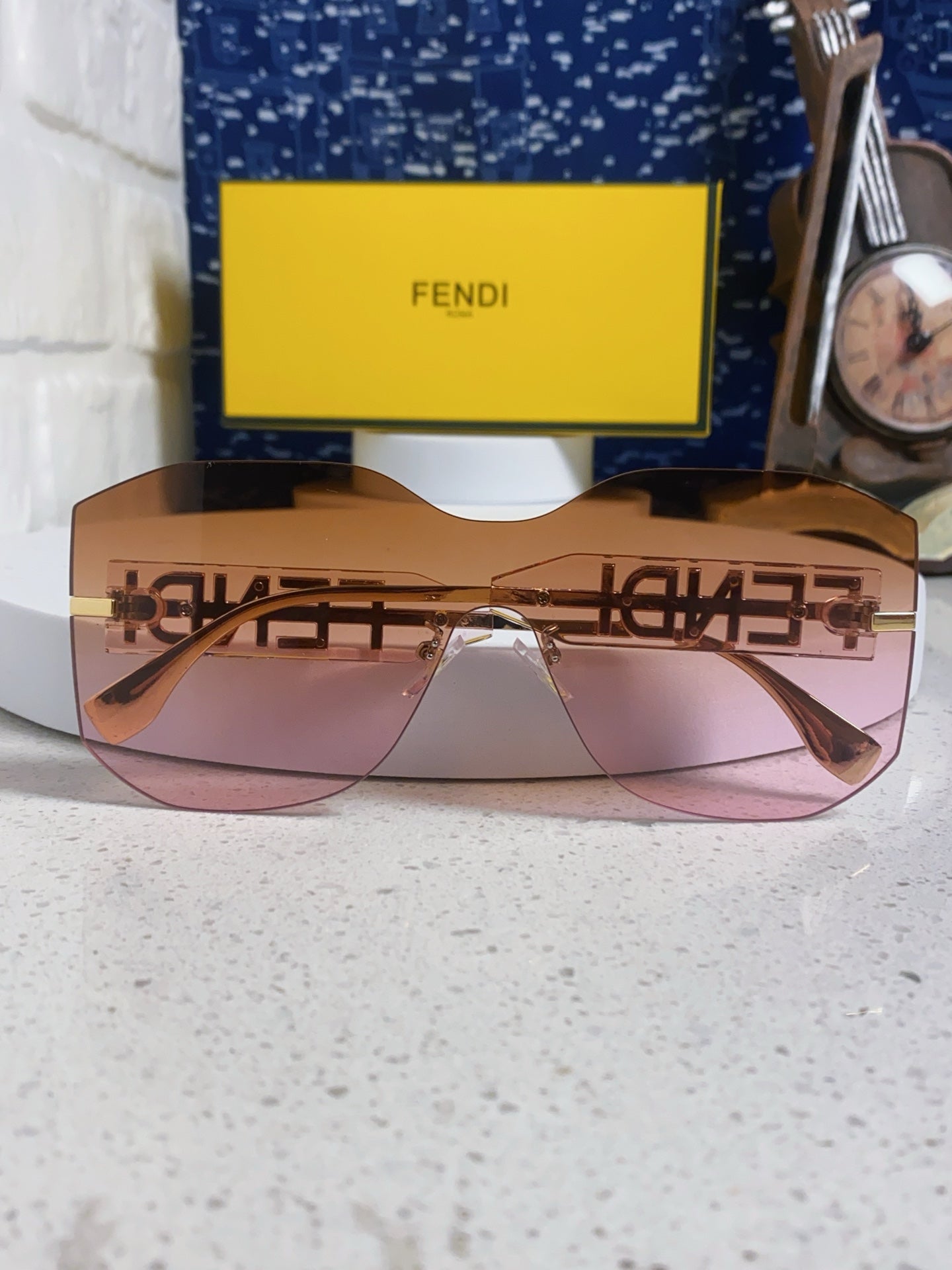 Fendi Lightweight Rimless Brown Lens Sunglasses for Men & Women - 383032 - detail image 7