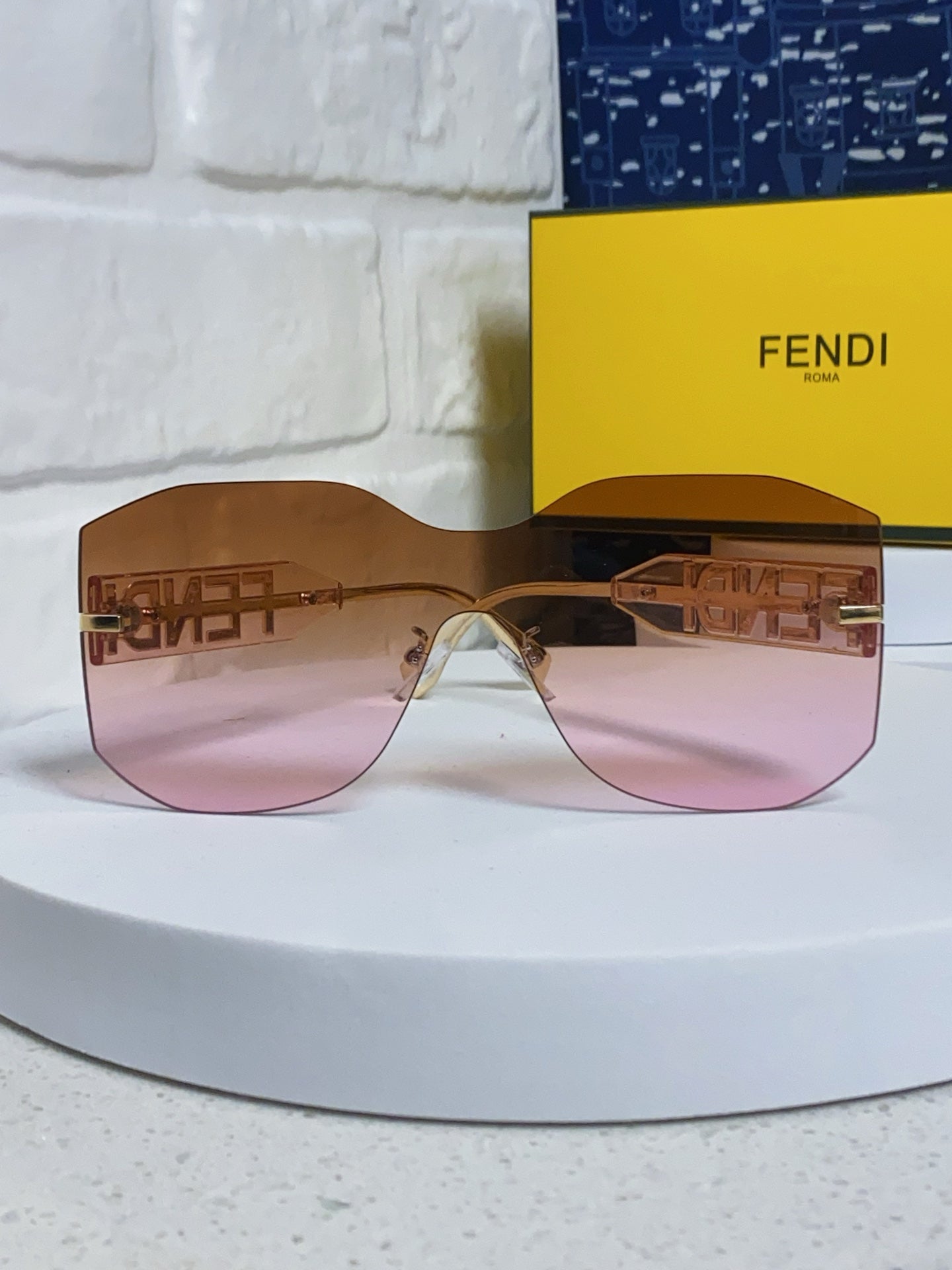 Fendi Lightweight Rimless Brown Lens Sunglasses for Men & Women - 383032 - detail image 2