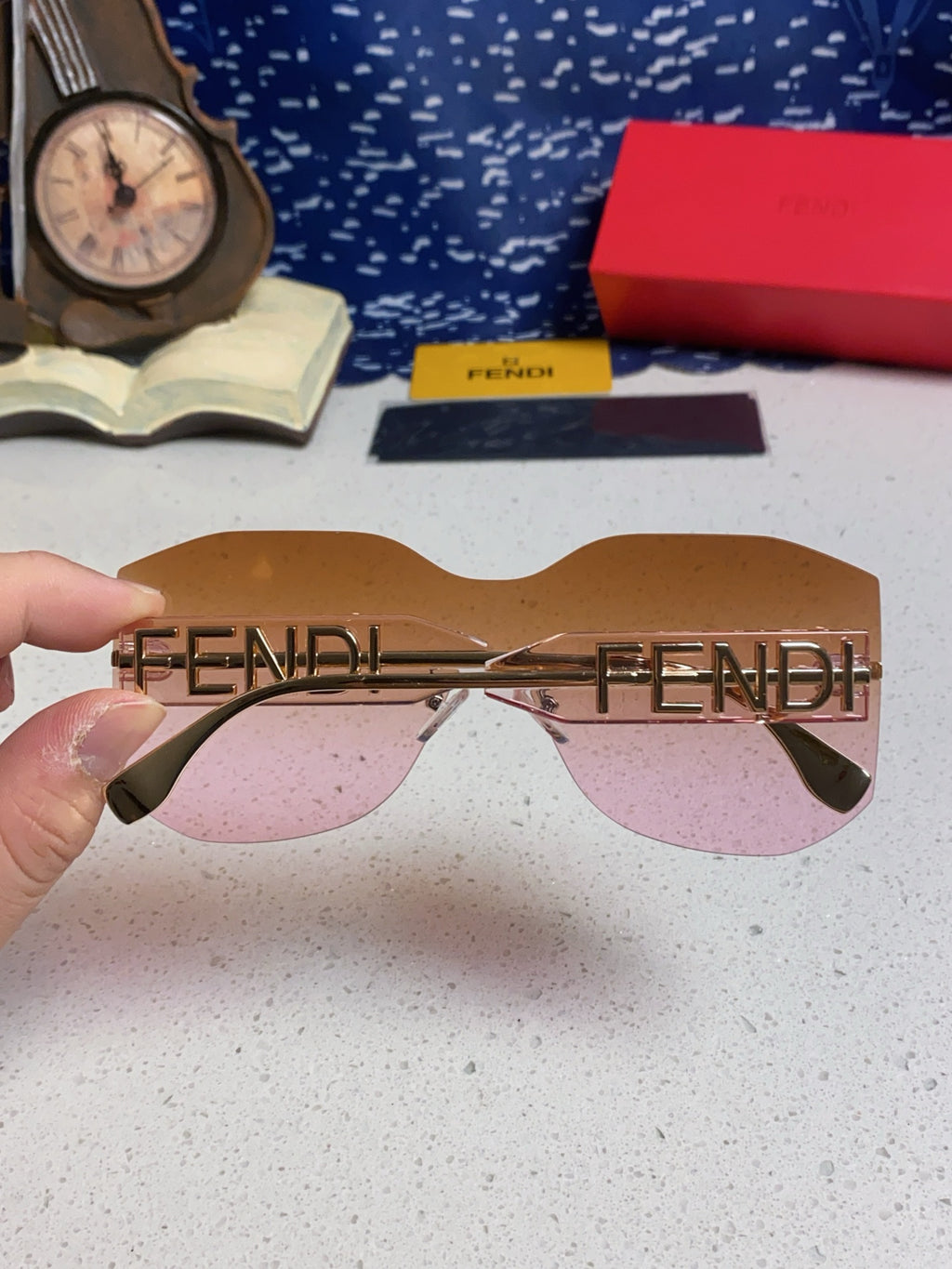 Fendi Lightweight Rimless Brown Lens Sunglasses for Men & Women - 383032 - detail image 5