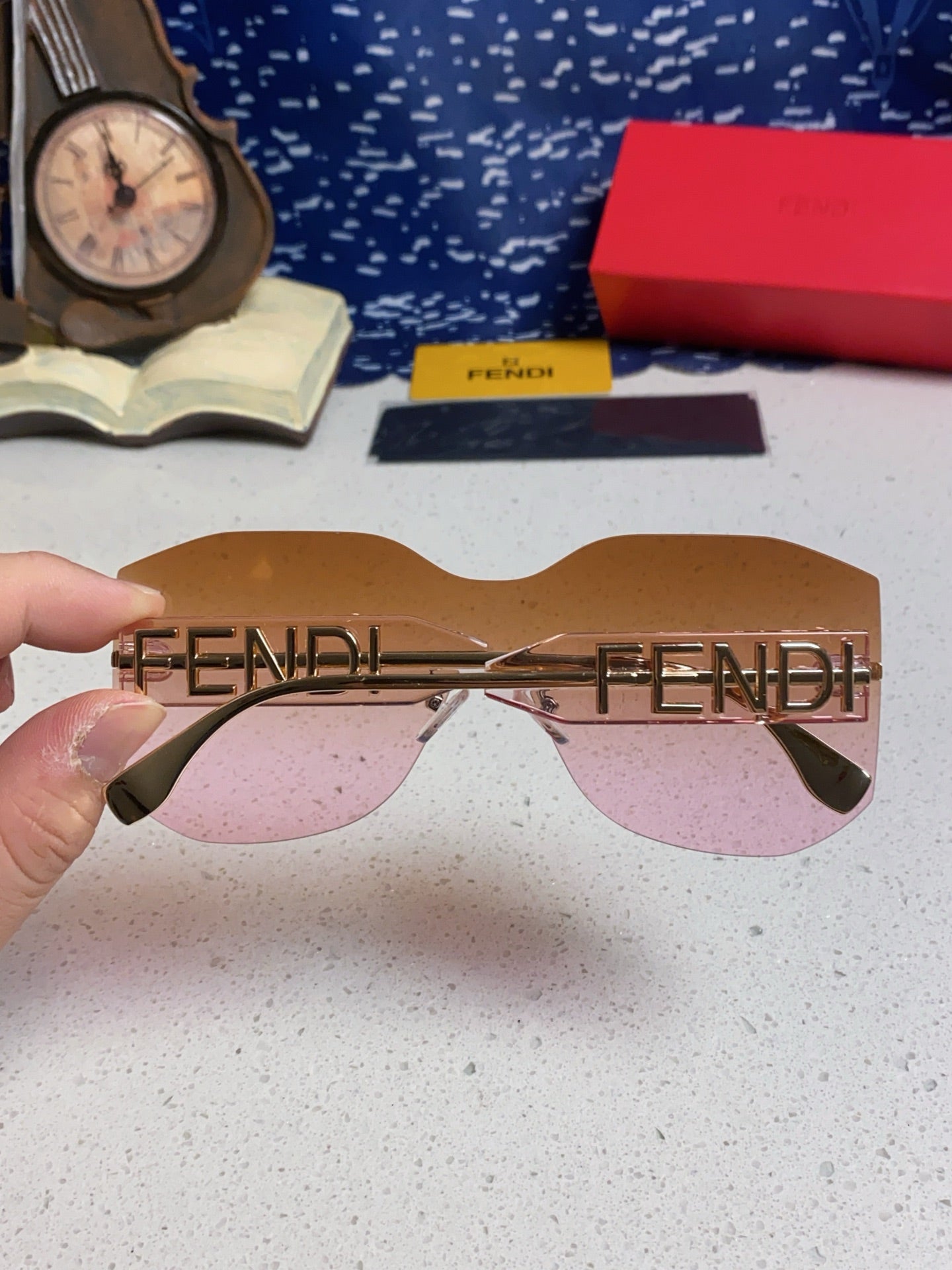 Fendi Lightweight Rimless Brown Lens Sunglasses for Men & Women - 383032 - detail image 5