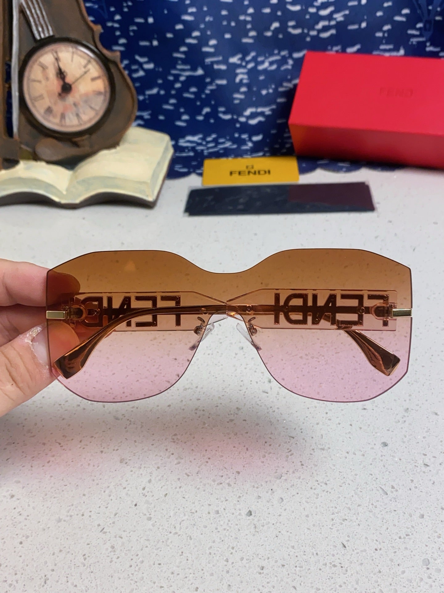 Fendi Lightweight Rimless Brown Lens Sunglasses for Men & Women - 383032 - detail image 4