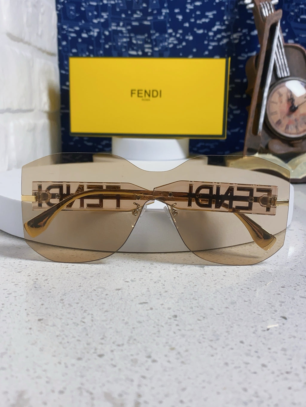 Fendi Lightweight Rimless Brown Lens Sunglasses for Men & Women - 383033 - detail image 7