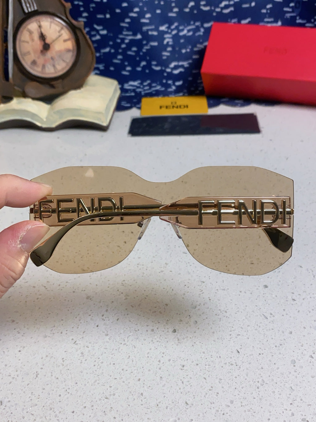 Fendi Lightweight Rimless Brown Lens Sunglasses for Men & Women - 383033 - detail image 5