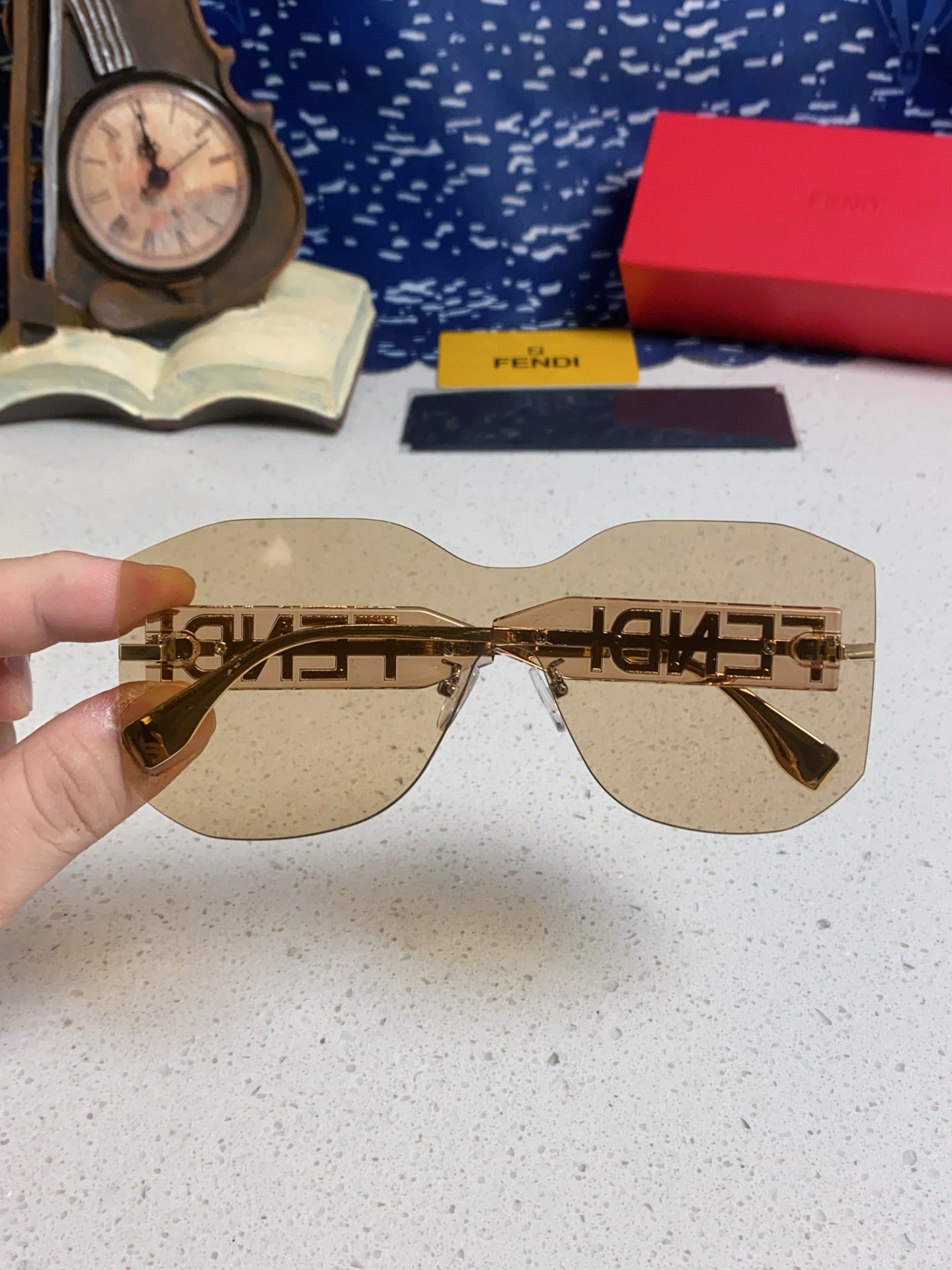 Fendi Lightweight Rimless Brown Lens Sunglasses for Men & Women - 383033 - detail image 4