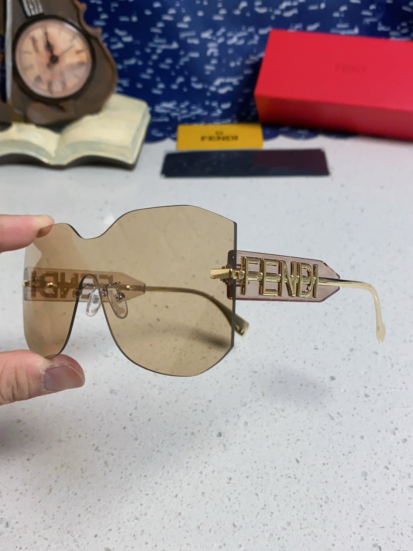 Fendi Lightweight Rimless Brown Lens Sunglasses for Men & Women - 383033 - detail image 6