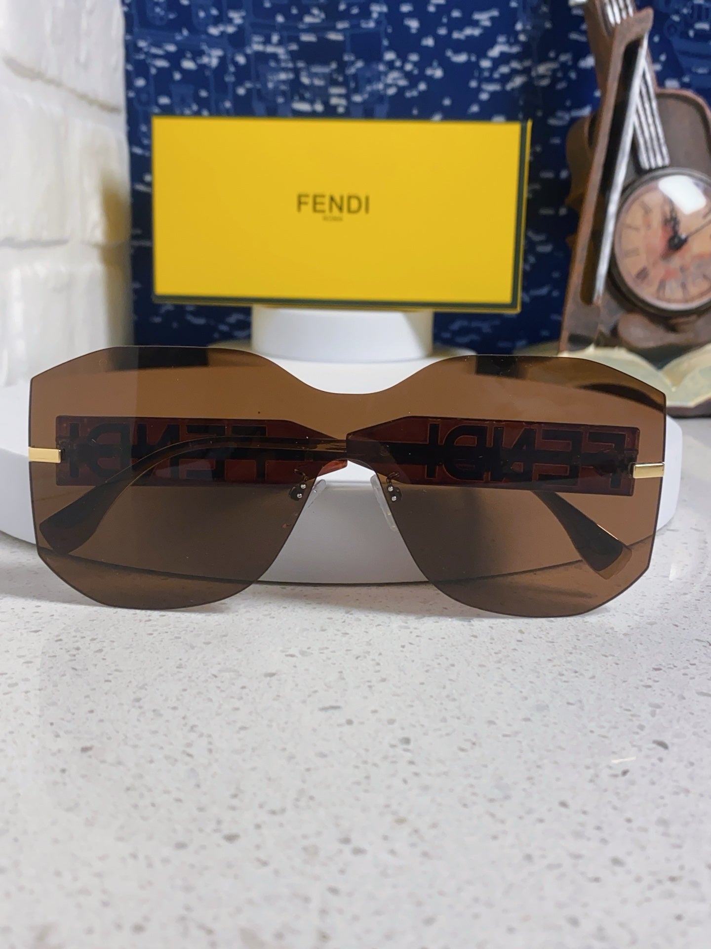 Fendi Lightweight Rimless Brown Lens Sunglasses for Men & Women - 383034 - detail image 6