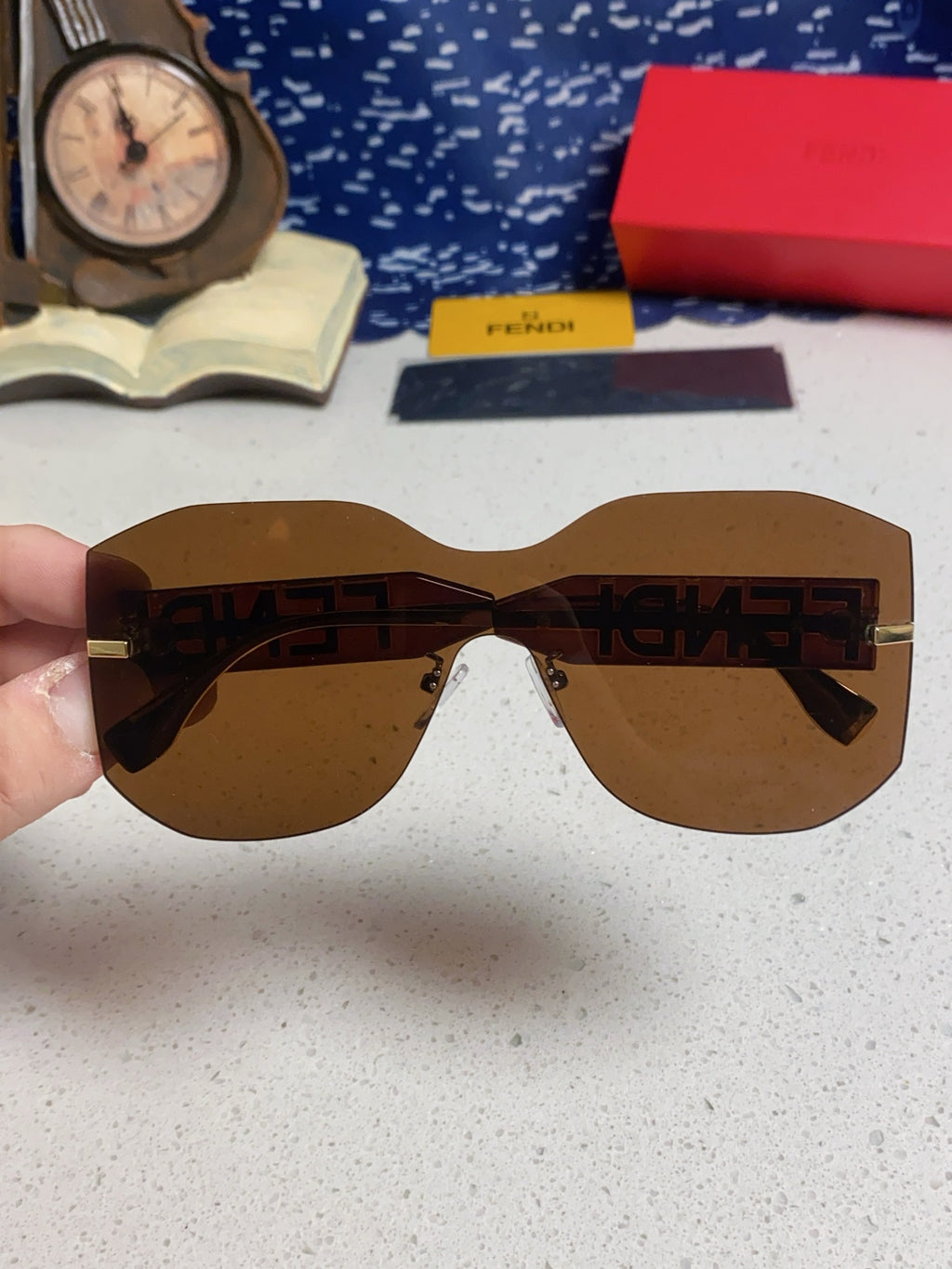 Fendi Lightweight Rimless Brown Lens Sunglasses for Men & Women - 383034 - detail image 3