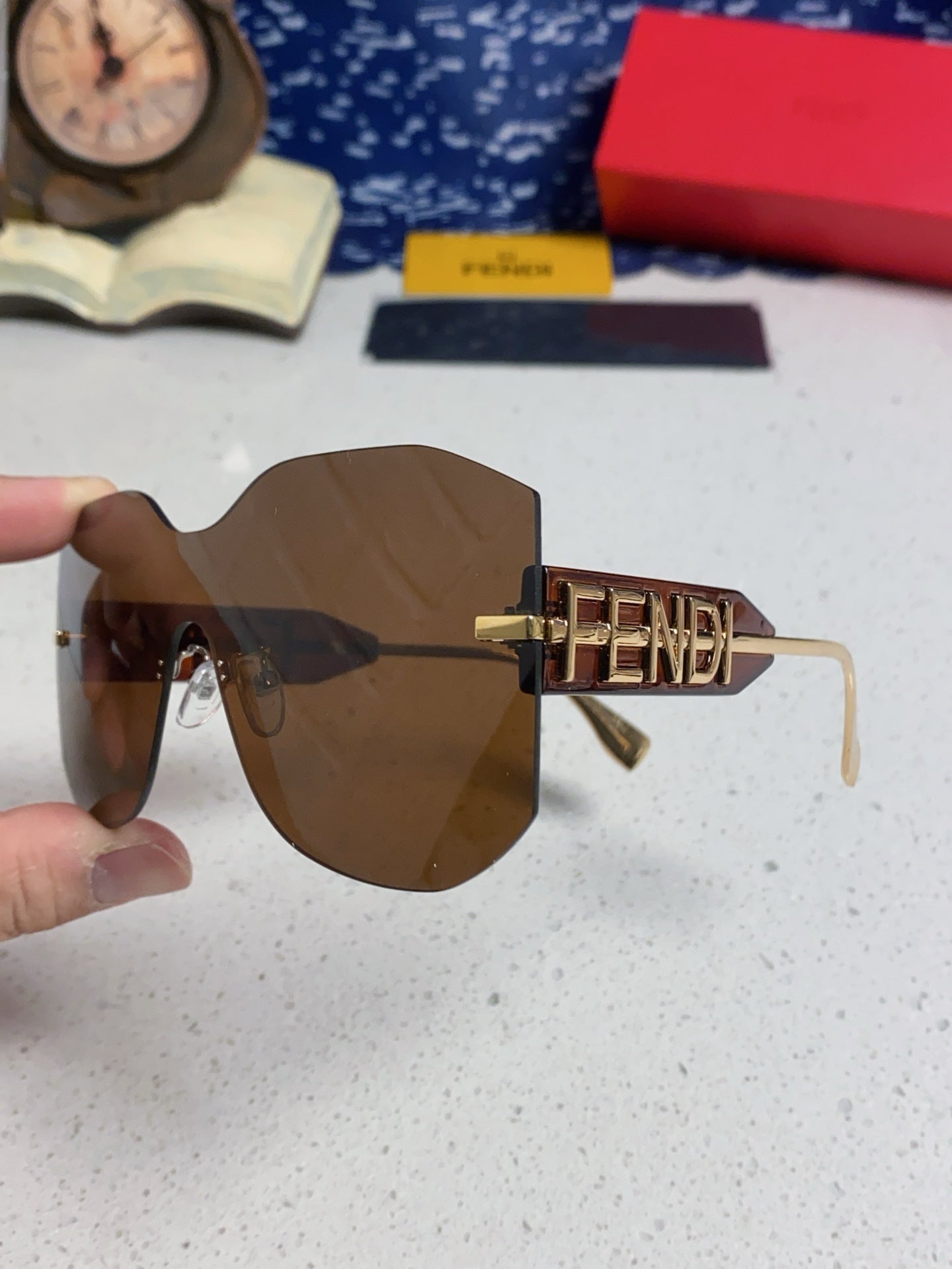 Fendi Lightweight Rimless Brown Lens Sunglasses for Men & Women - 383034 - detail image 5