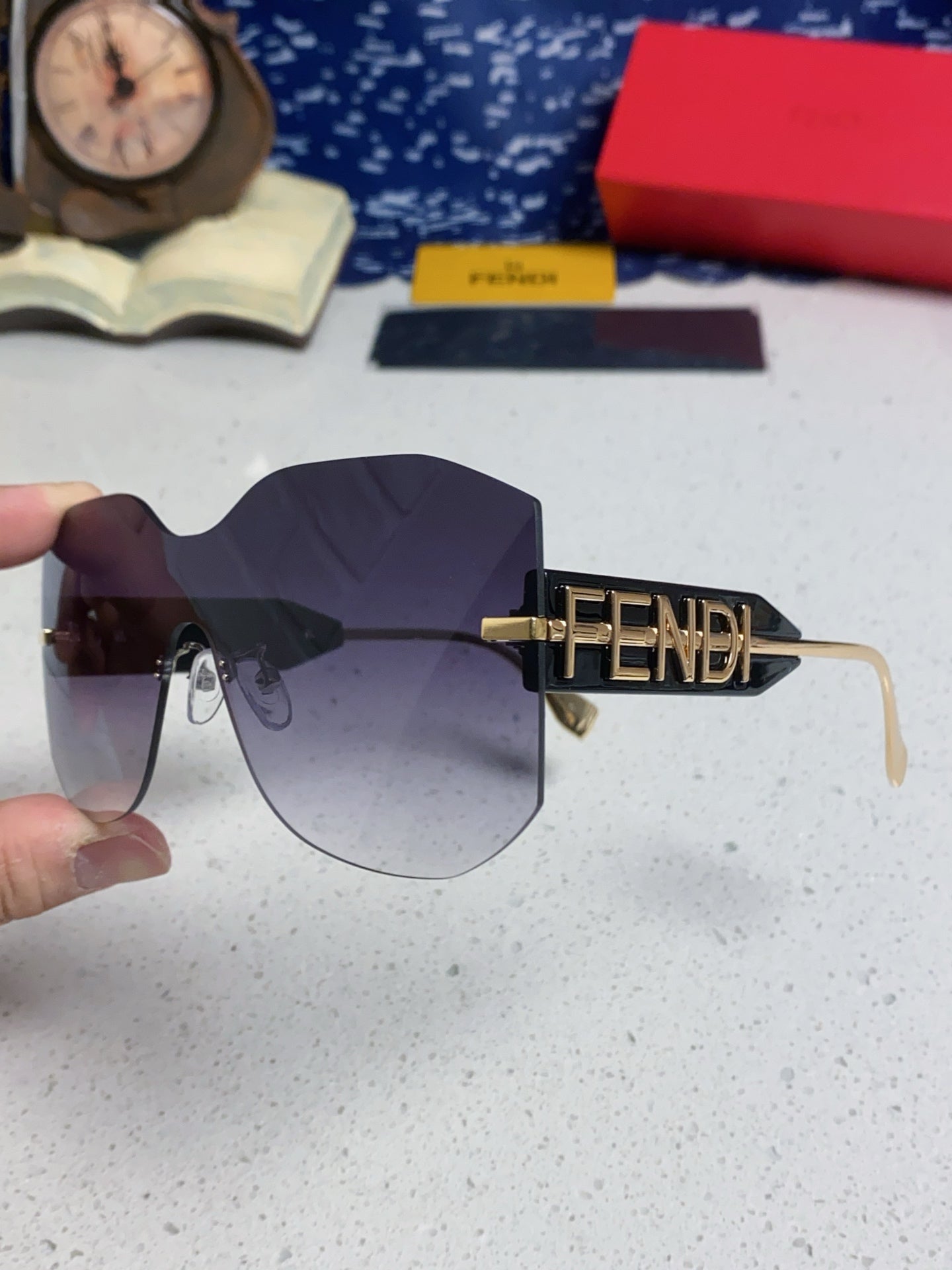 Fendi Lightweight Rimless Gray Lens Sunglasses for Men & Women - 383035 - detail image 6