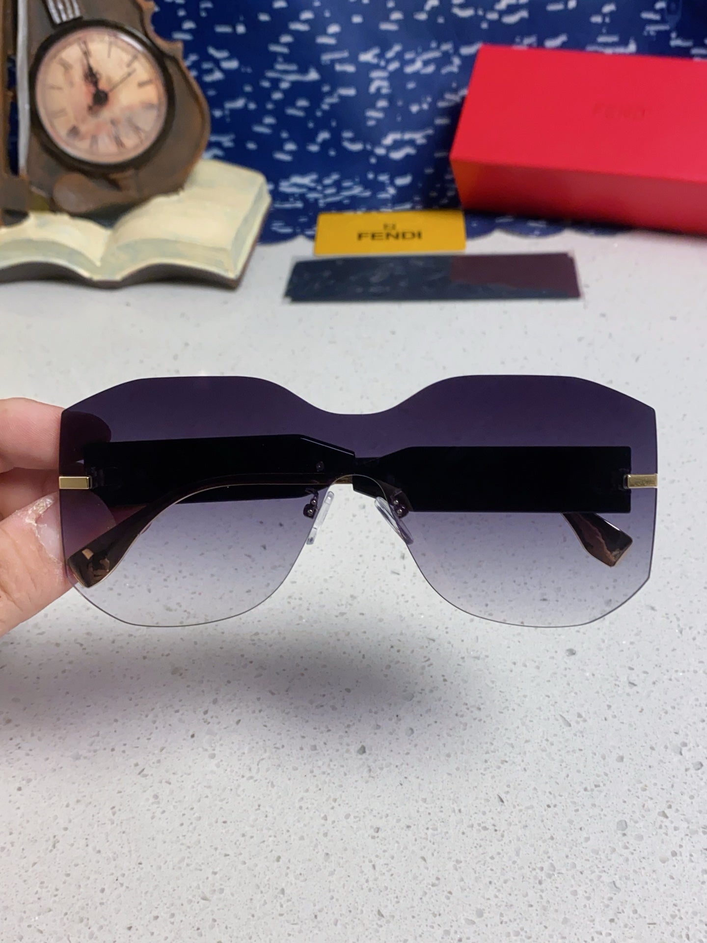 Fendi Lightweight Rimless Gray Lens Sunglasses for Men & Women - 383035 - detail image 4