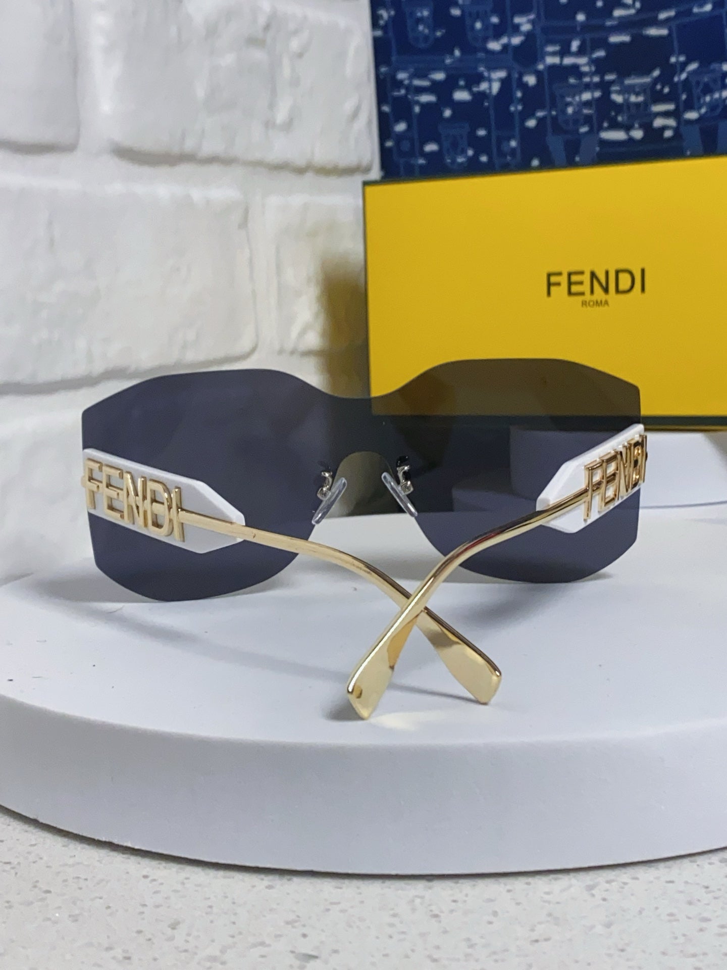 Fendi Lightweight Rimless Black Lens Sunglasses for Men & Women - detail image 3