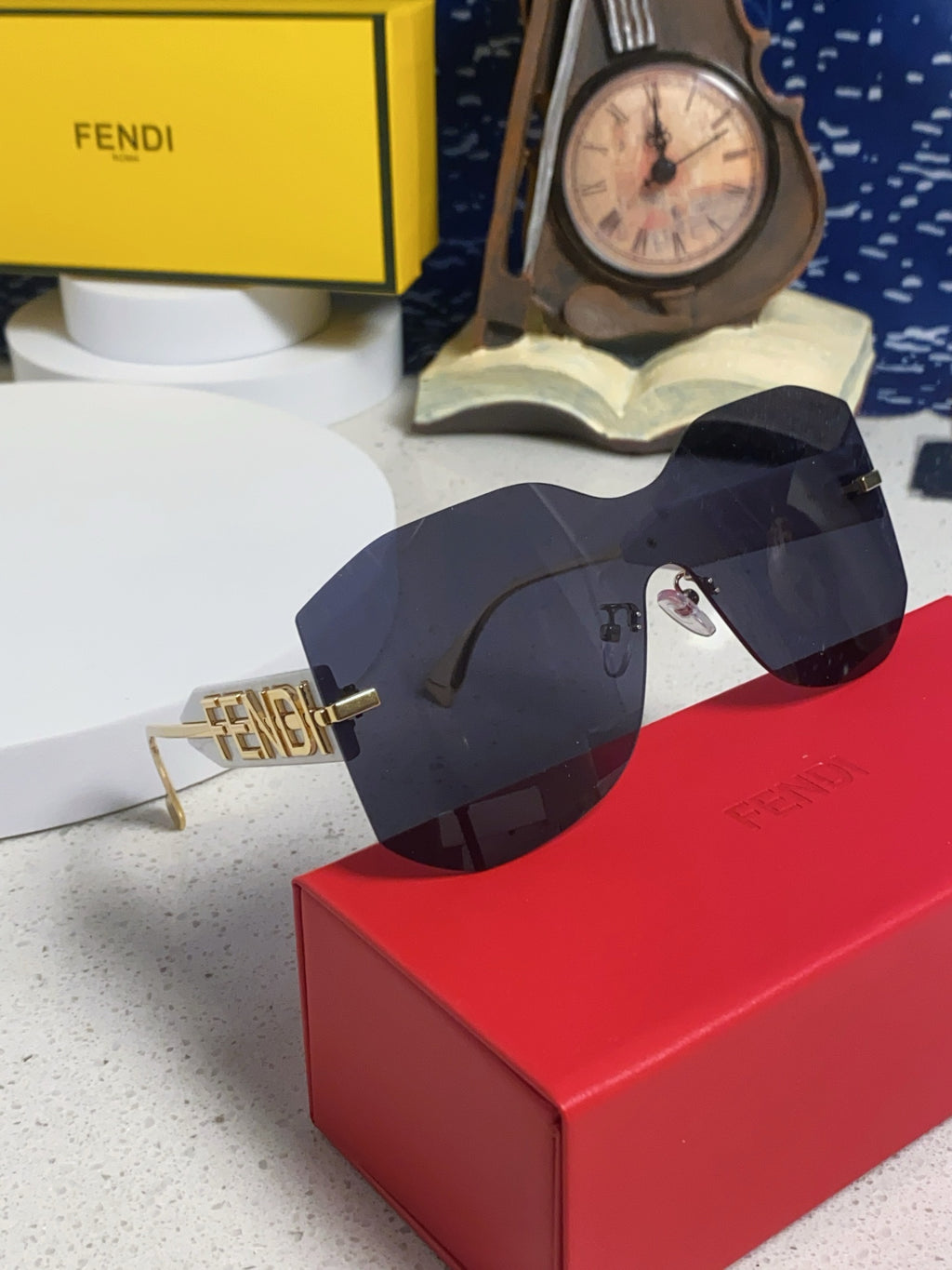 Fendi Lightweight Rimless Black Lens Sunglasses for Men & Women - detail image 8