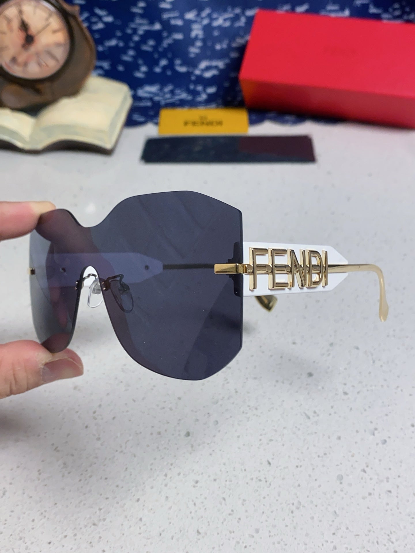 Fendi Lightweight Rimless Black Lens Sunglasses for Men & Women - detail image 6