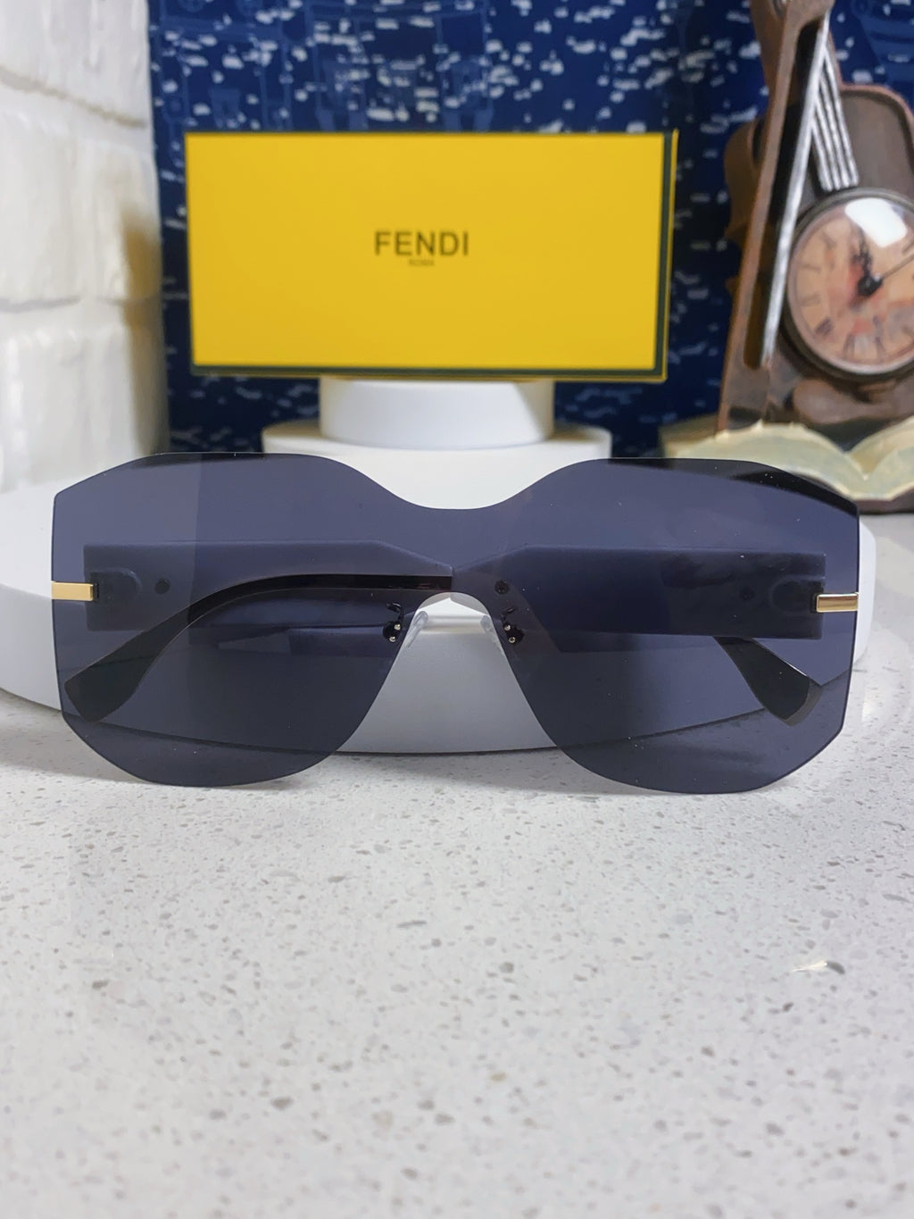 Fendi Lightweight Rimless Black Lens Sunglasses for Men & Women - detail image 7