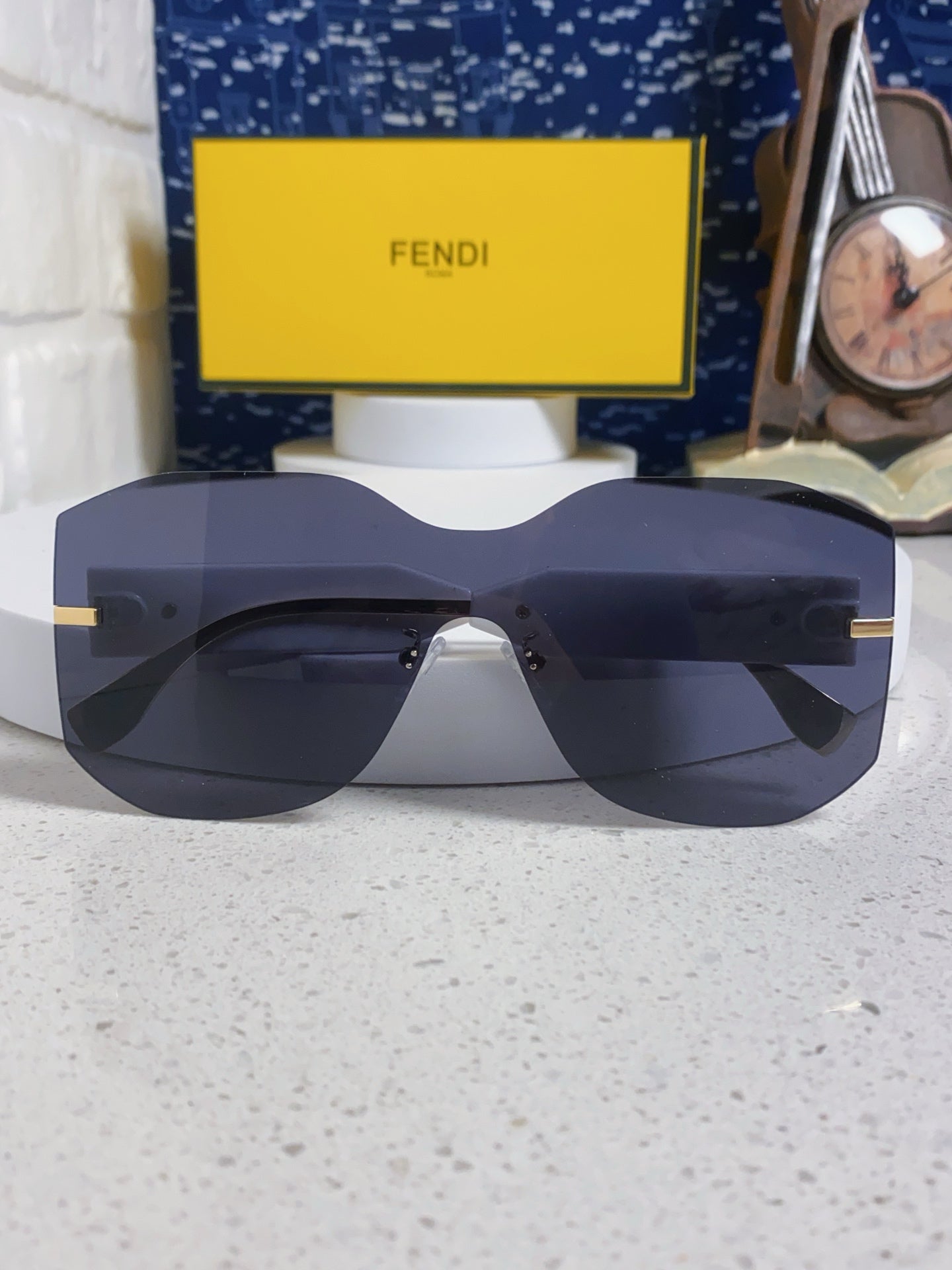 Fendi Lightweight Rimless Black Lens Sunglasses for Men & Women - detail image 7