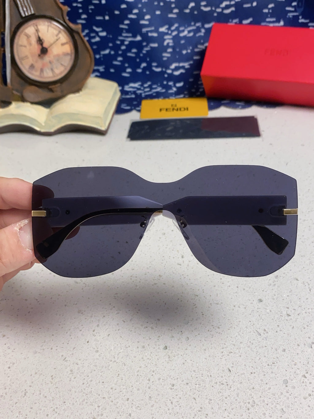 Fendi Lightweight Rimless Black Lens Sunglasses for Men & Women - detail image 4