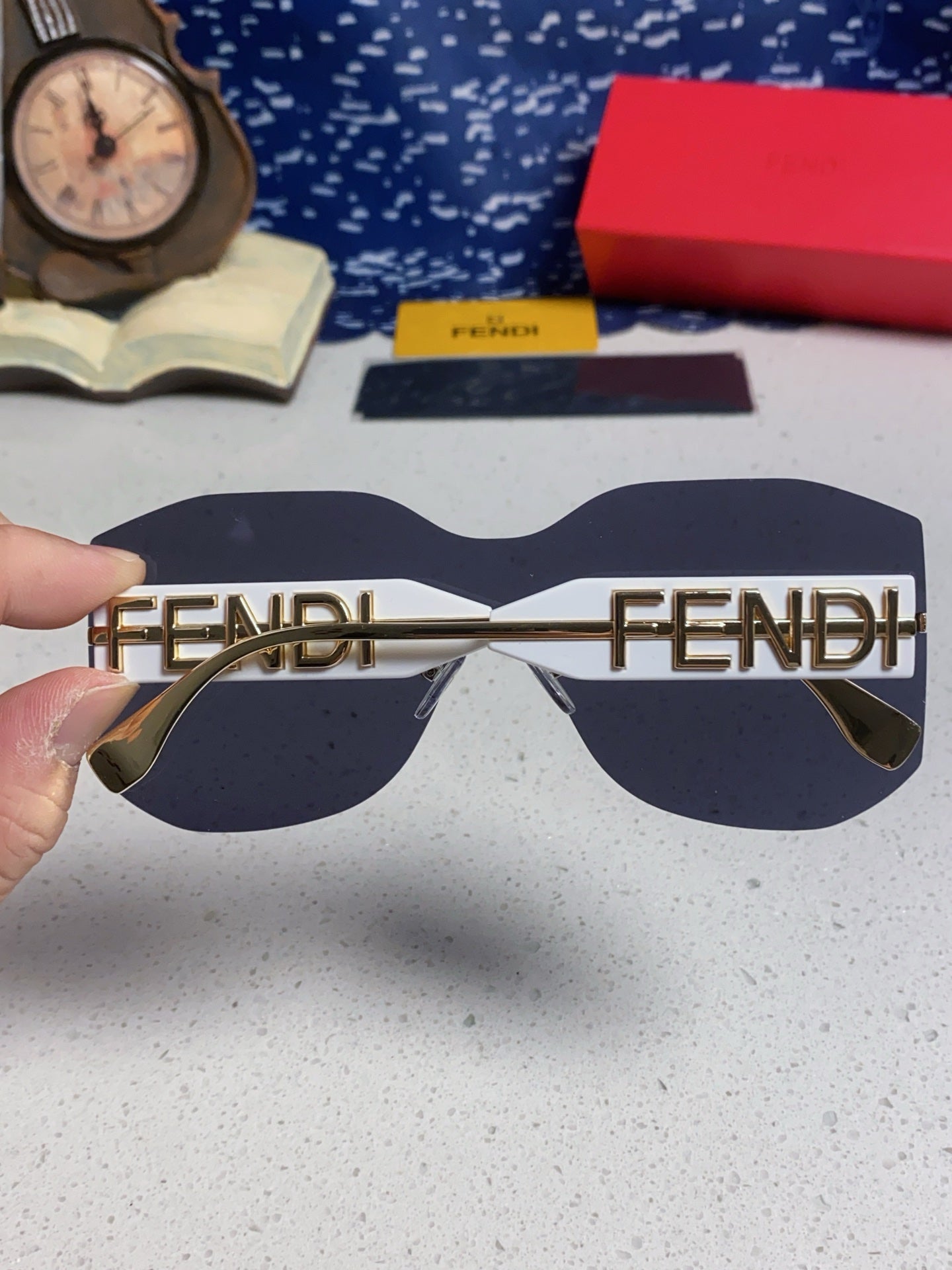 Fendi Lightweight Rimless Black Lens Sunglasses for Men & Women - detail image 5