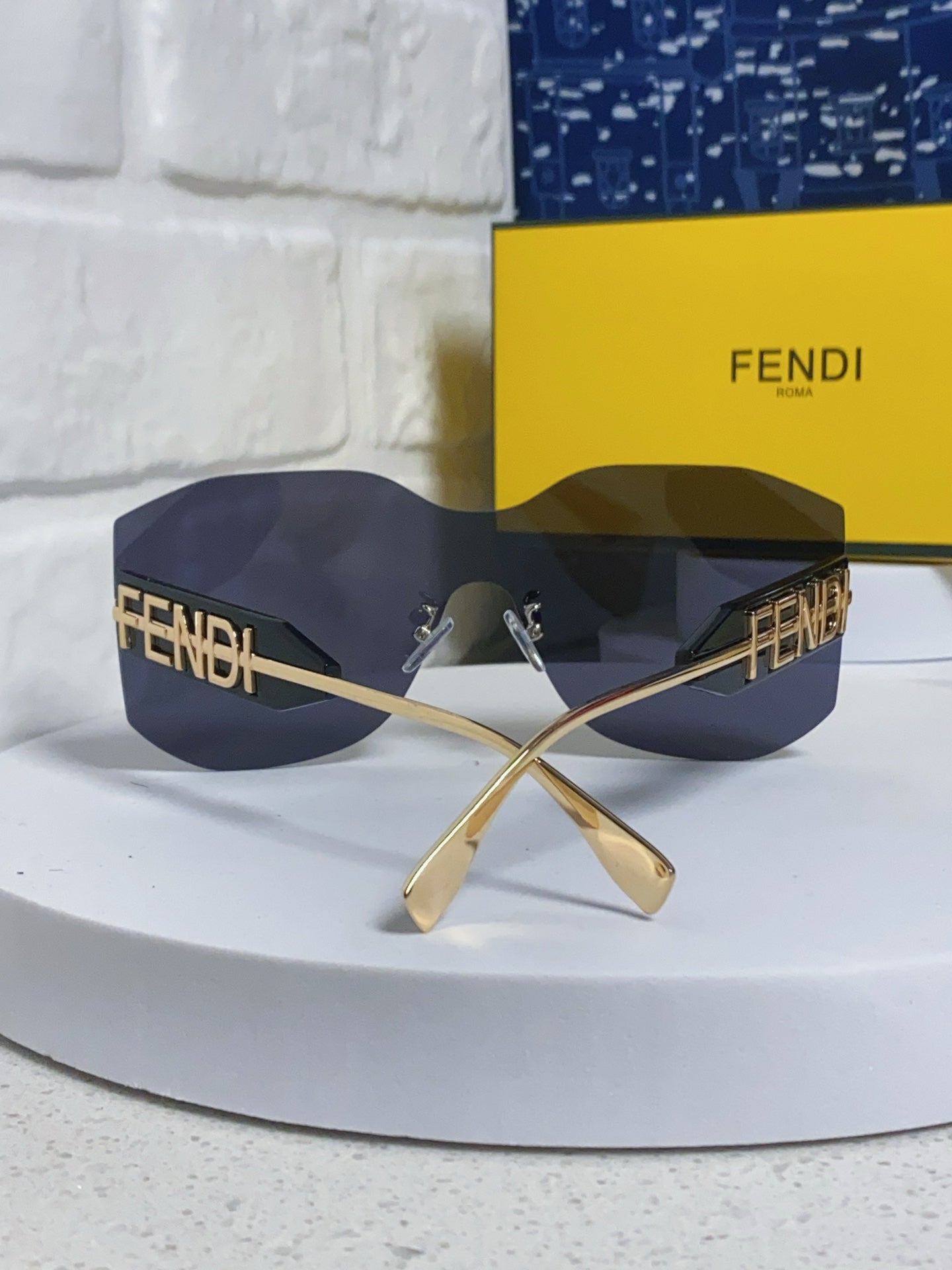 Fendi Lightweight Rimless Blue Lens Sunglasses for Men & Women - 383037 - detail image 3