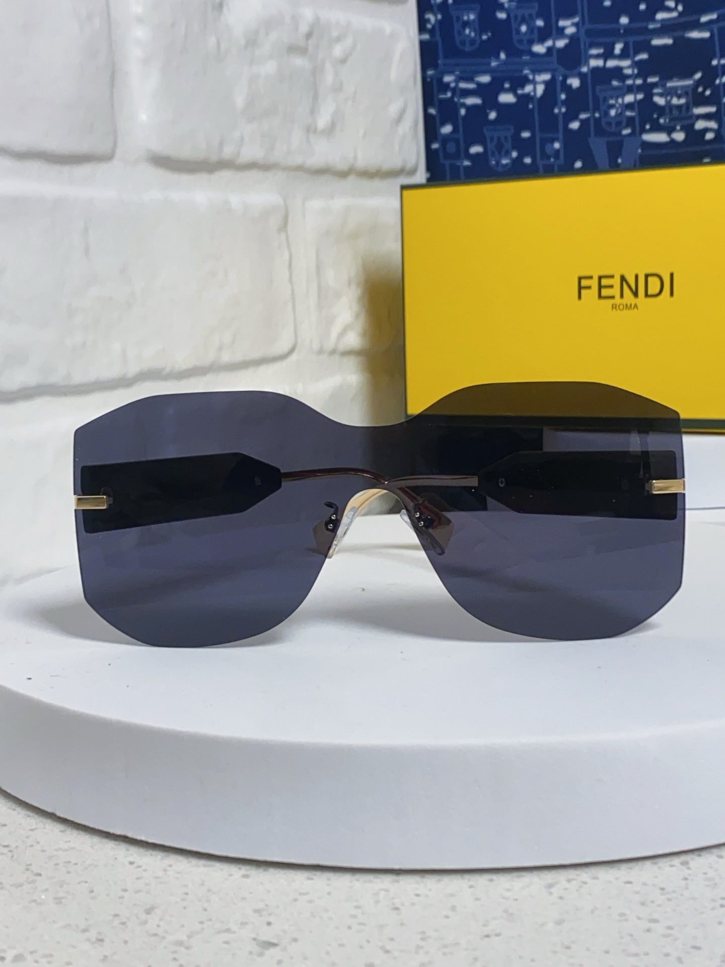 Fendi Lightweight Rimless Blue Lens Sunglasses for Men & Women - 383037 - detail image 2