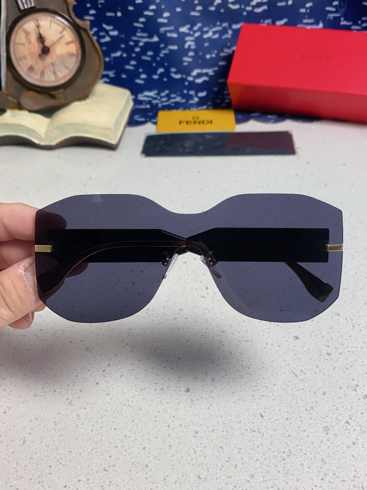 Fendi Lightweight Rimless Blue Lens Sunglasses for Men & Women - 383037 - detail image 4