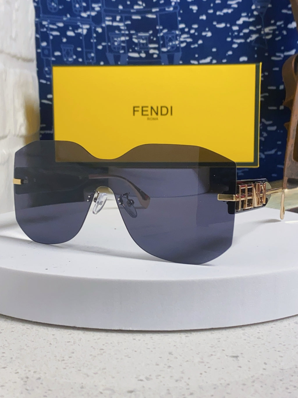 Fendi Lightweight Rimless Blue Lens Sunglasses for Men & Women - 383037
