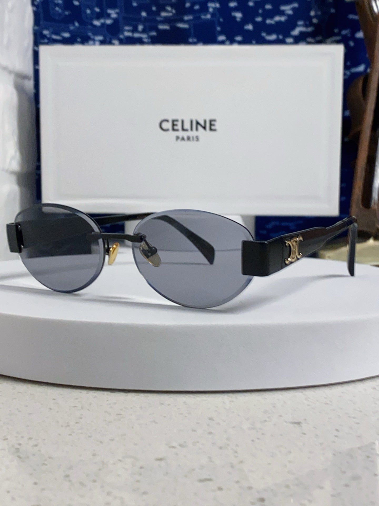 Celine Metal Round Gray Lens Sunglasses for Men & Women - 398826