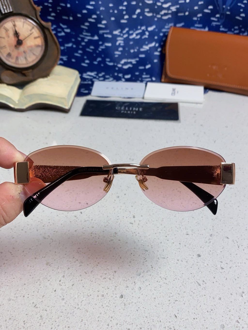 Celine Metal Round Red Lens Sunglasses for Men & Women - detail image 4