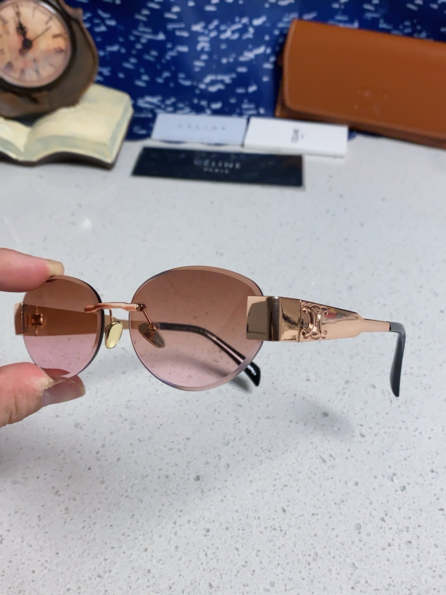 Celine Metal Round Red Lens Sunglasses for Men & Women - detail image 6