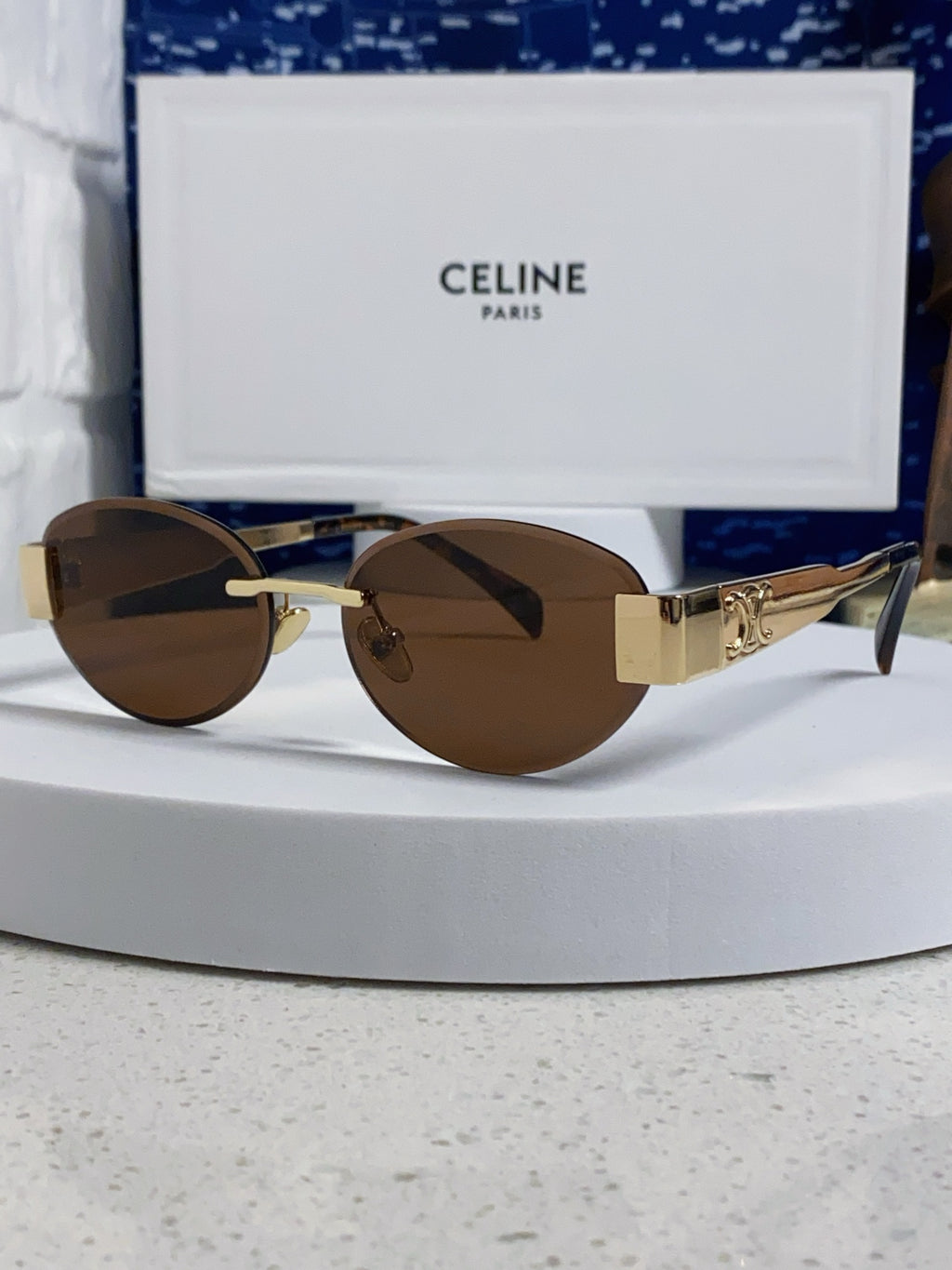 Celine Metal Round Brown Lens Sunglasses for Men & Women