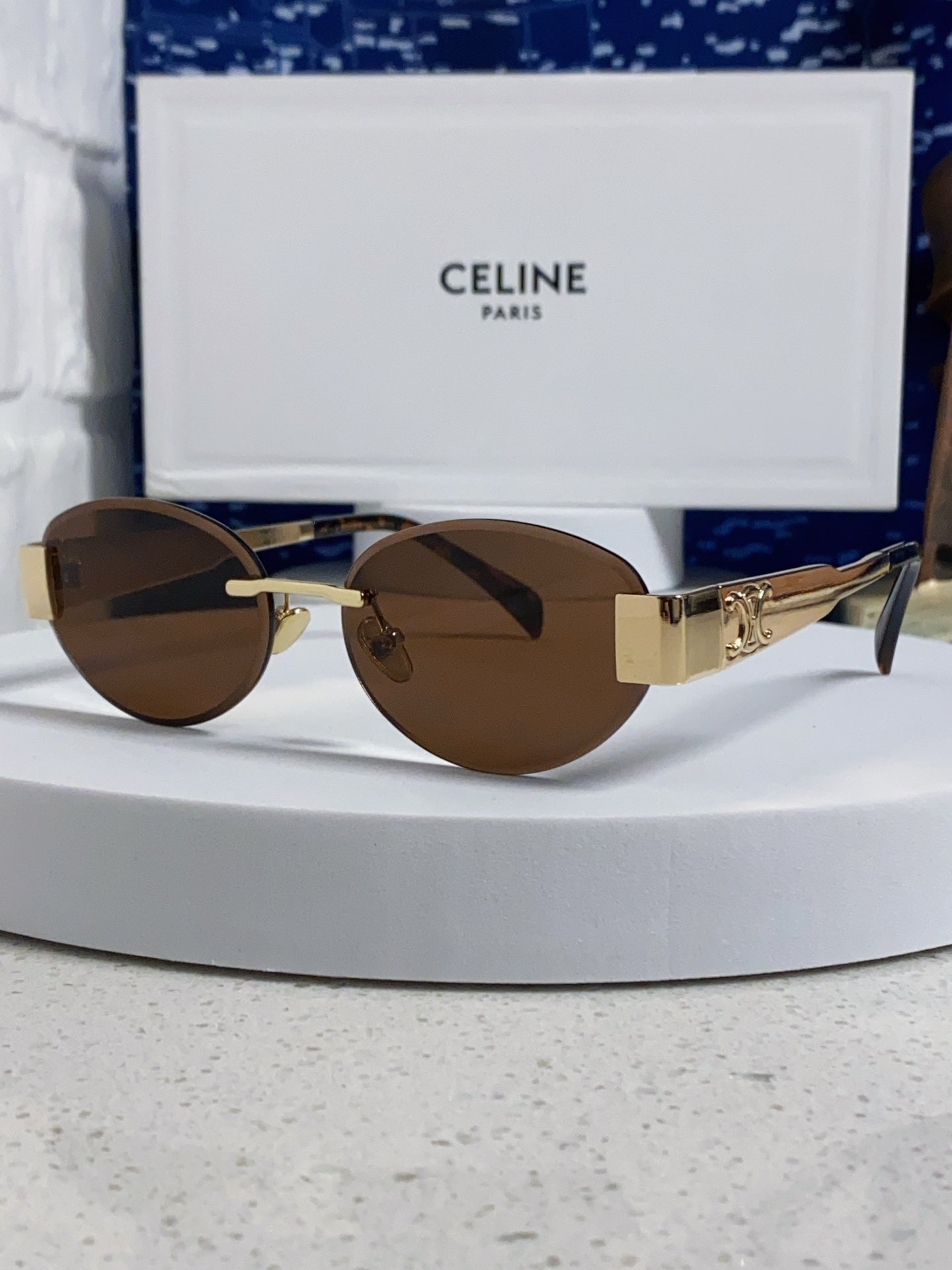 Celine Metal Round Brown Lens Sunglasses for Men & Women