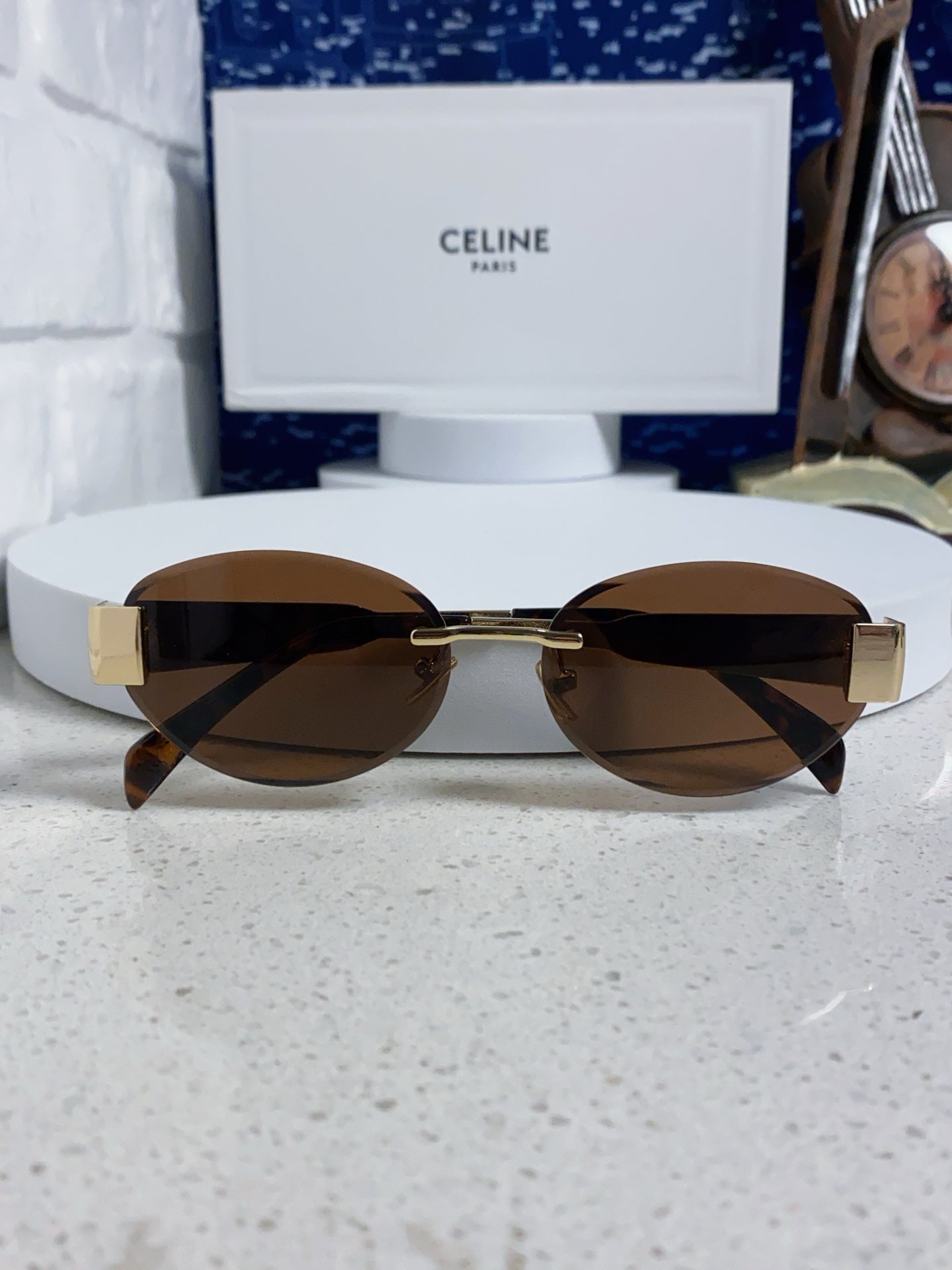 Celine Metal Round Brown Lens Sunglasses for Men & Women - detail image 9