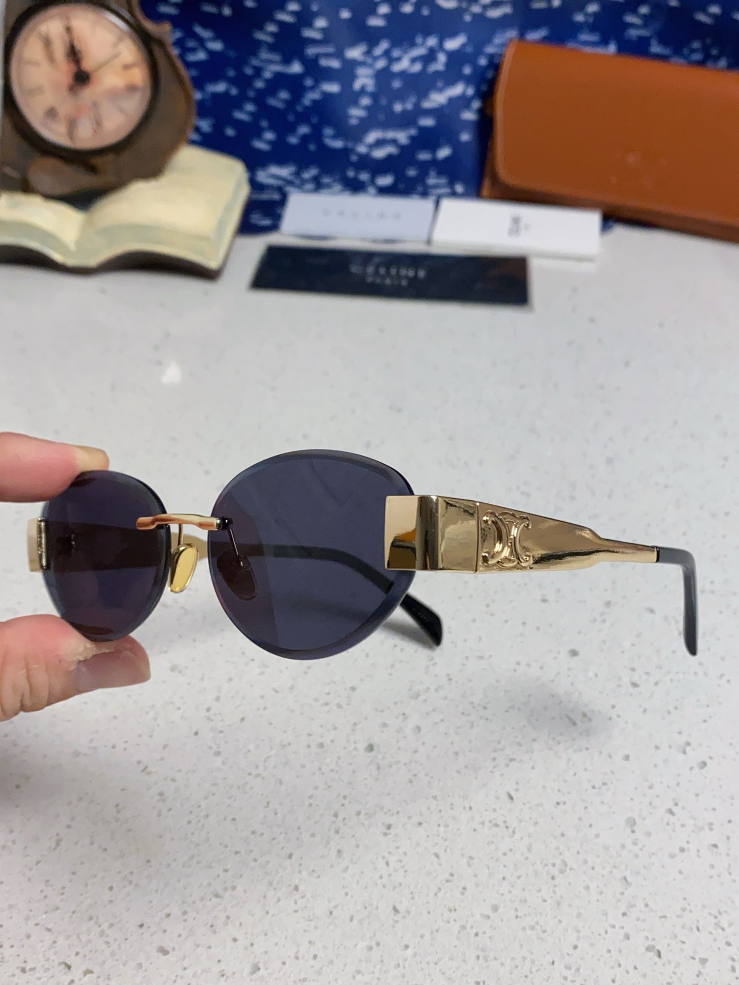 Celine Metal Round Blue Lens Sunglasses for Men & Women - 398830 - detail image 6