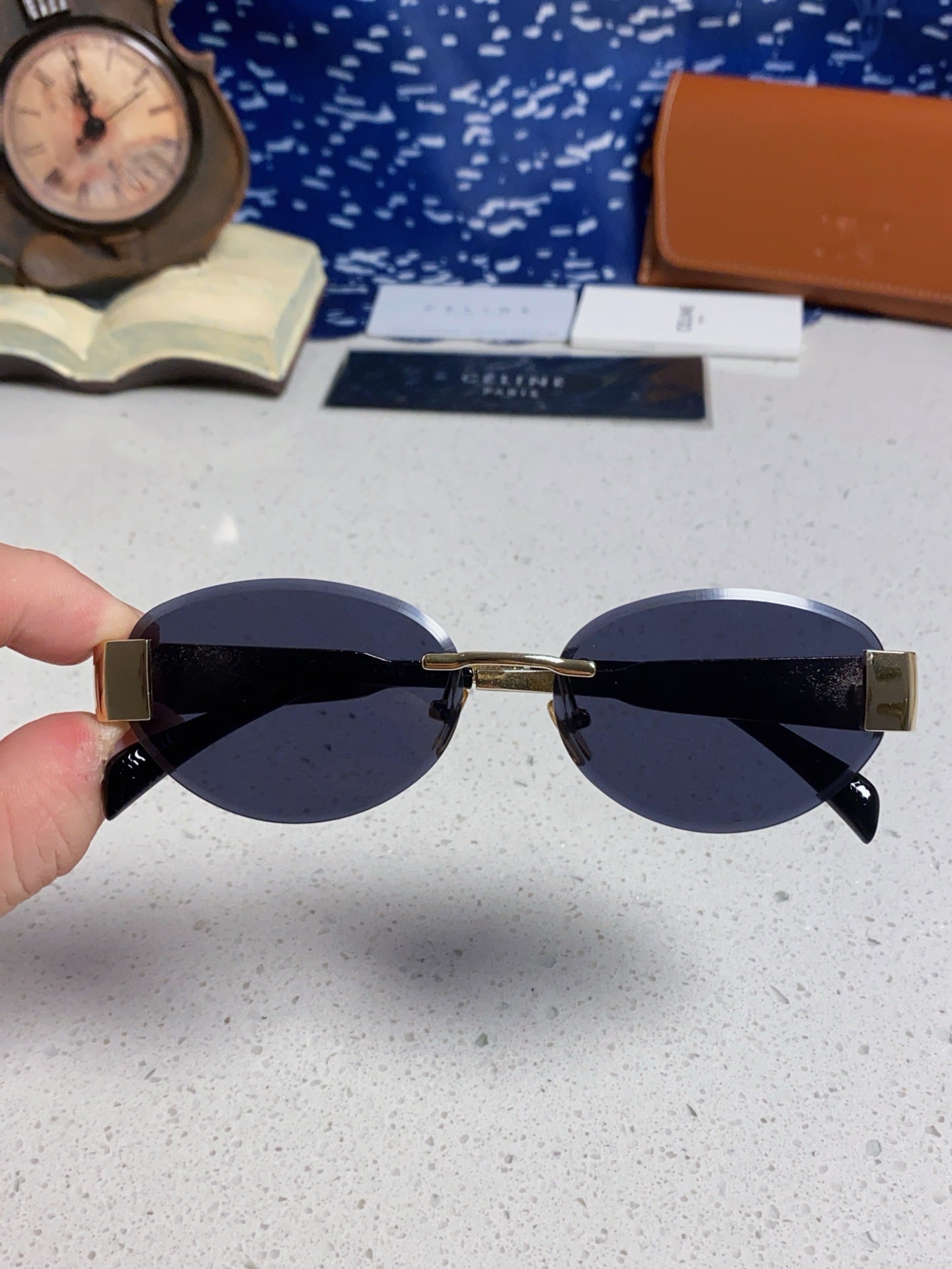 Celine Metal Round Blue Lens Sunglasses for Men & Women - 398830 - detail image 4