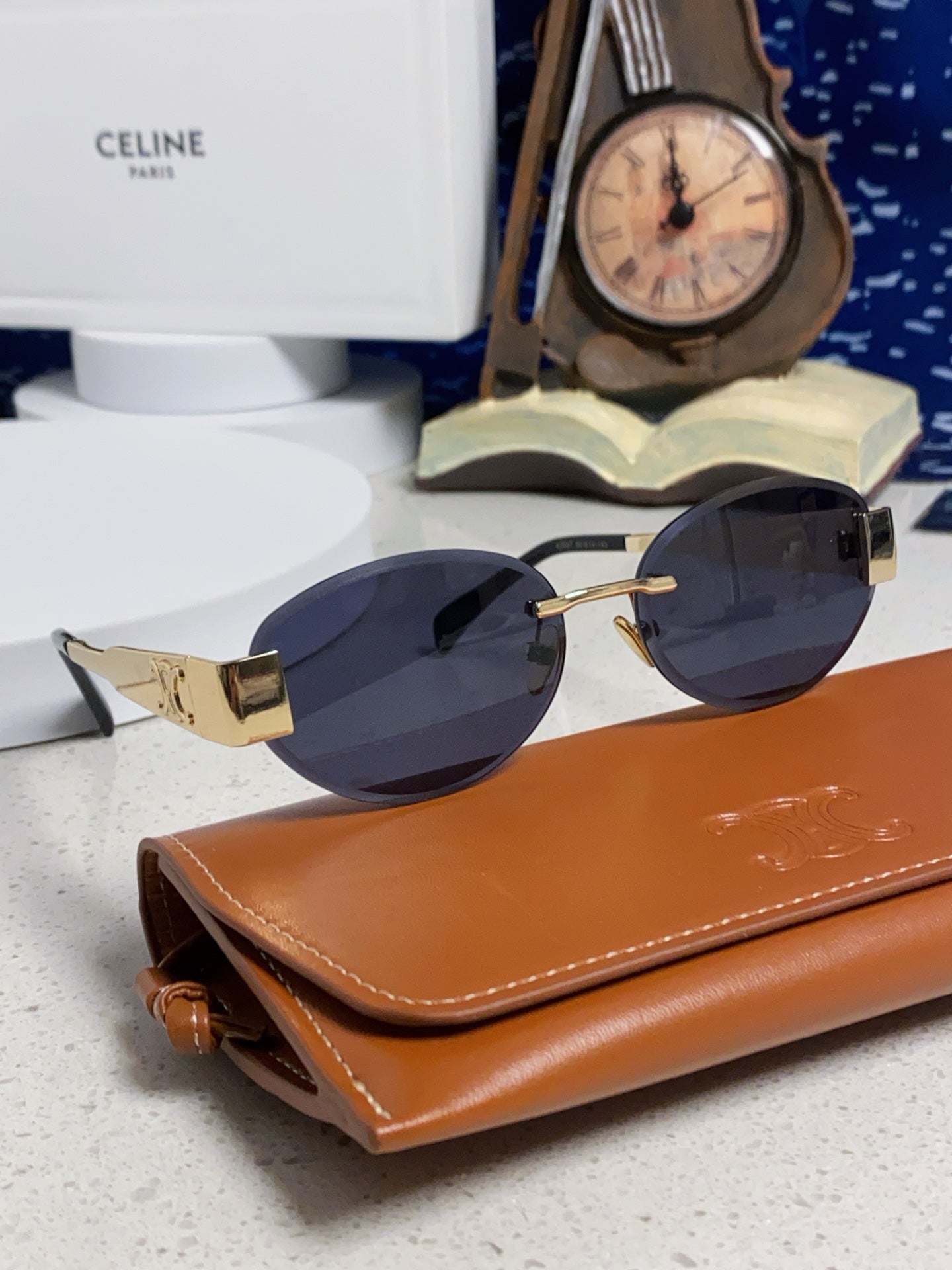 Celine Metal Round Blue Lens Sunglasses for Men & Women - 398830 - detail image 10