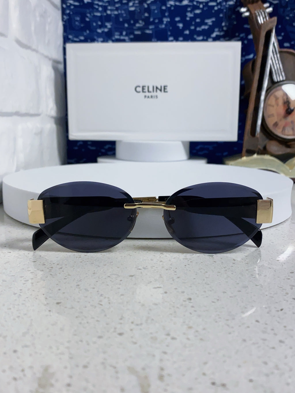 Celine Metal Round Blue Lens Sunglasses for Men & Women - 398830 - detail image 9