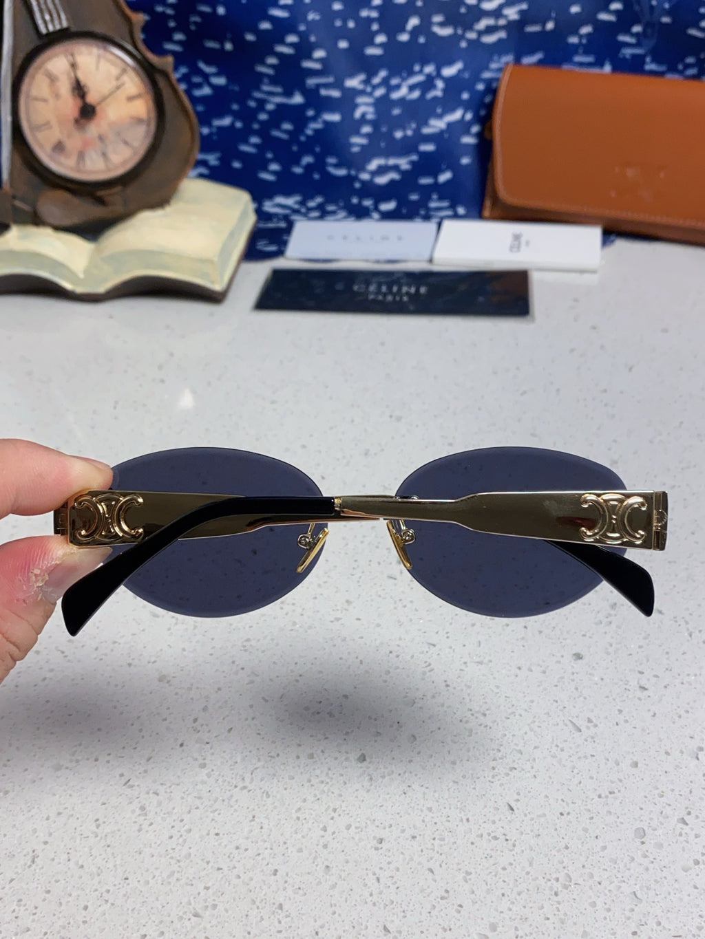 Celine Metal Round Blue Lens Sunglasses for Men & Women - 398830 - detail image 5
