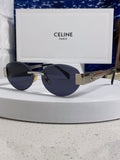 Celine Metal Round Blue Lens Sunglasses for Men & Women