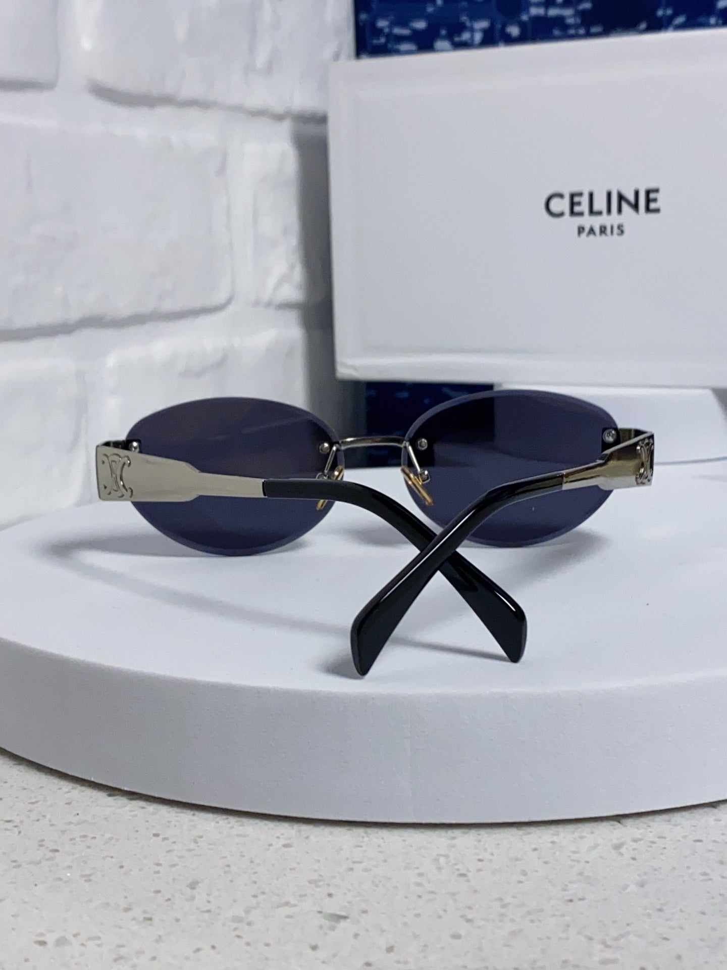 Celine Metal Round Blue Lens Sunglasses for Men & Women - detail image 3