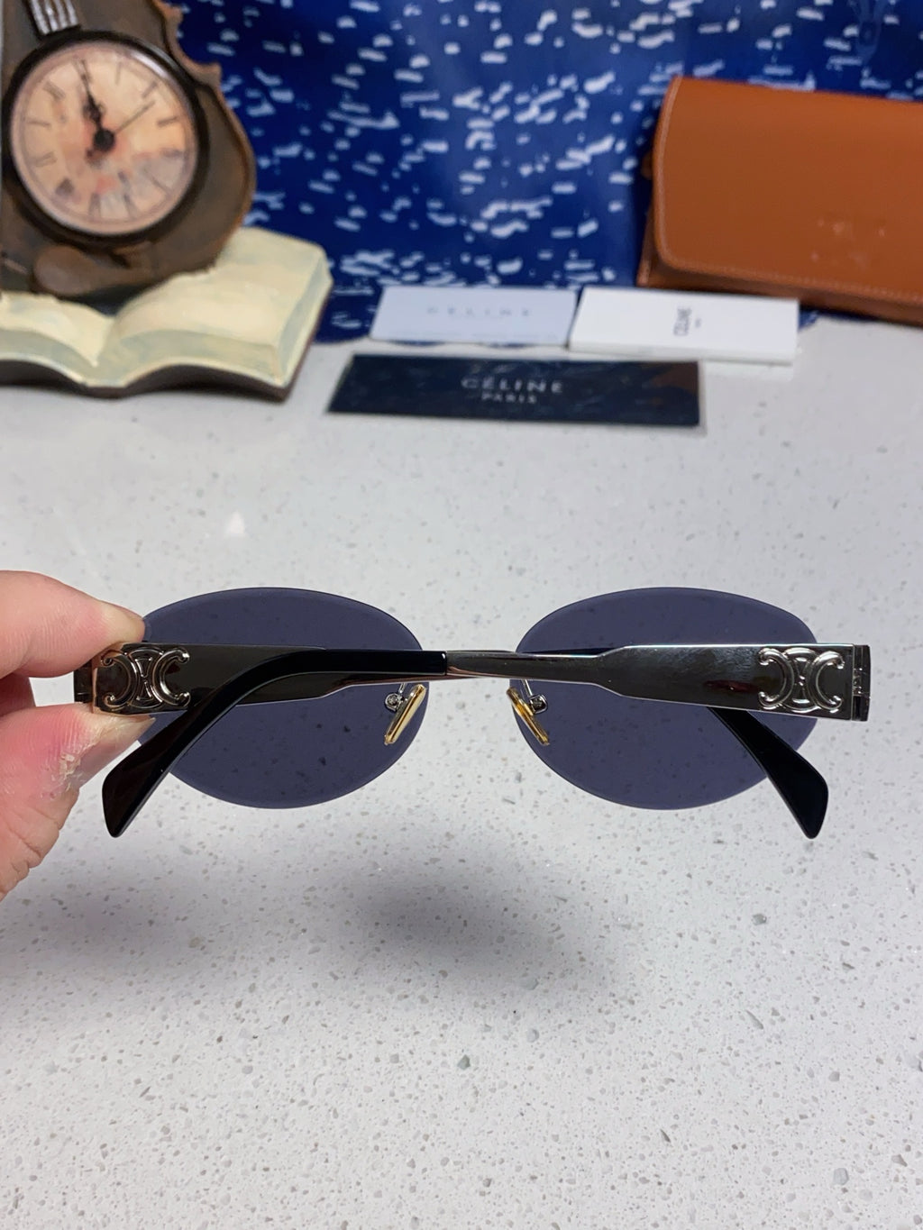 Celine Metal Round Blue Lens Sunglasses for Men & Women - detail image 5