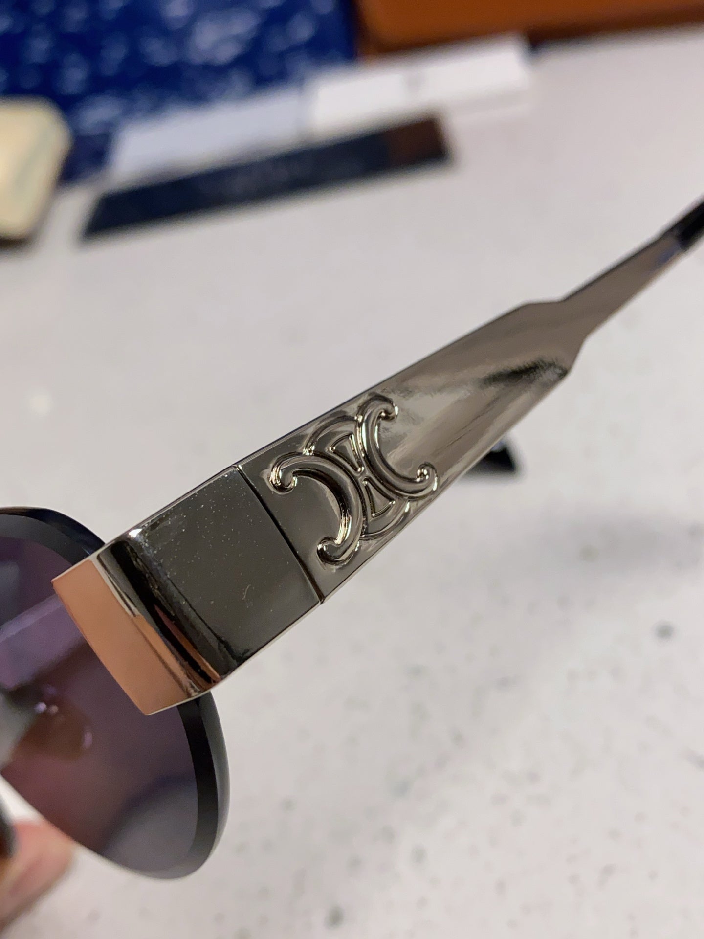 Celine Metal Round Blue Lens Sunglasses for Men & Women - detail image 7