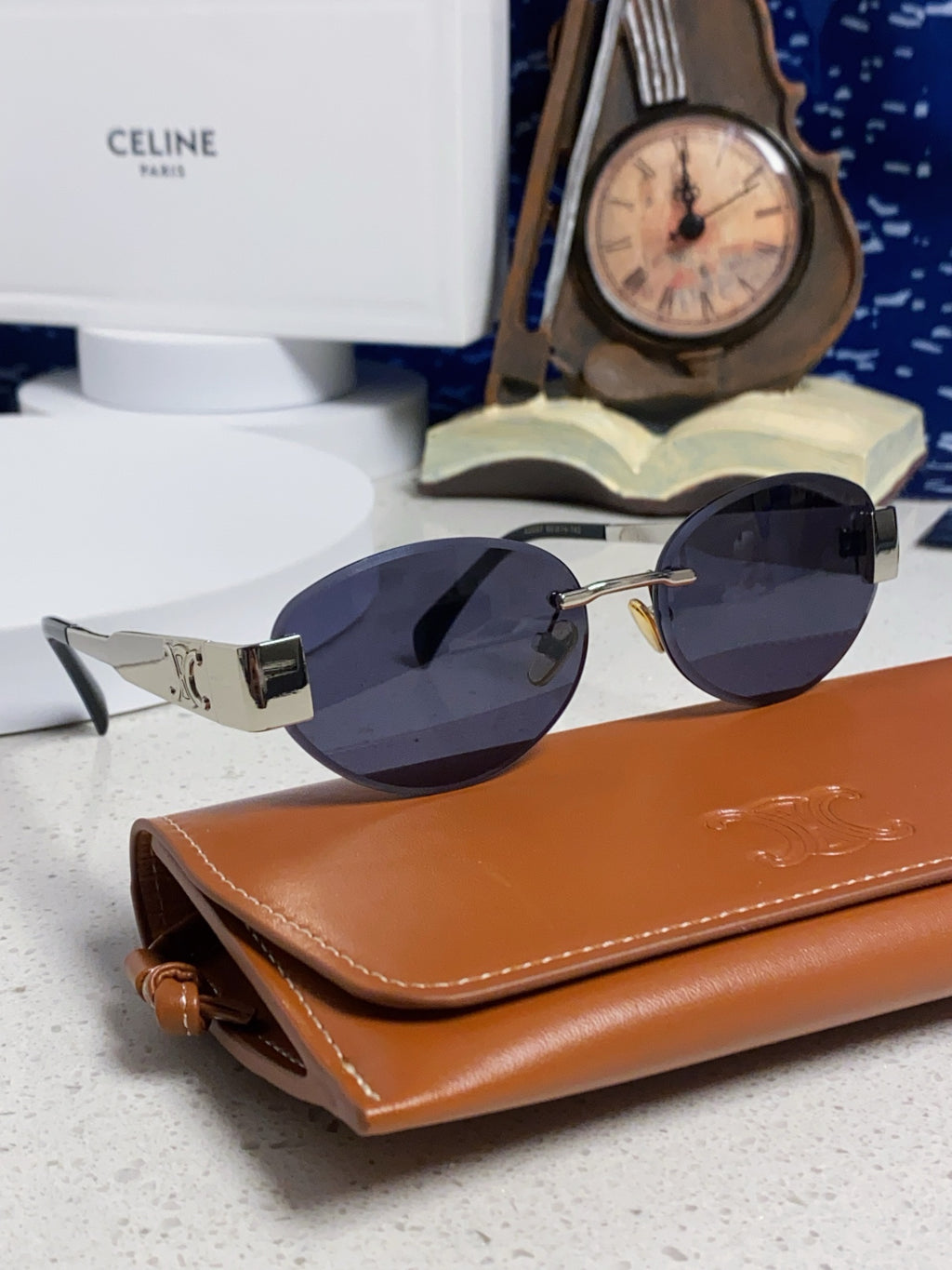 Celine Metal Round Blue Lens Sunglasses for Men & Women - detail image 10
