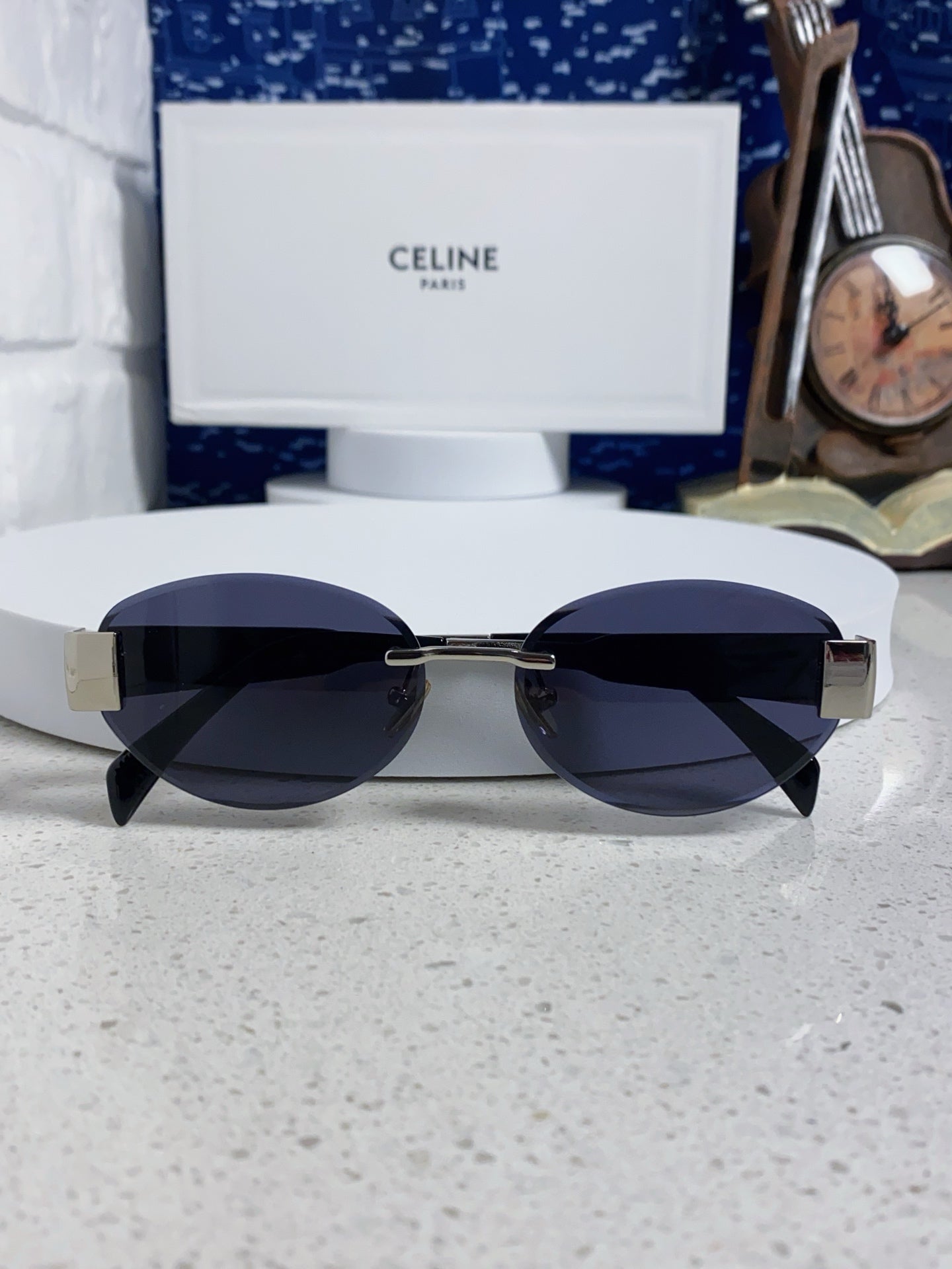 Celine Metal Round Blue Lens Sunglasses for Men & Women - detail image 9