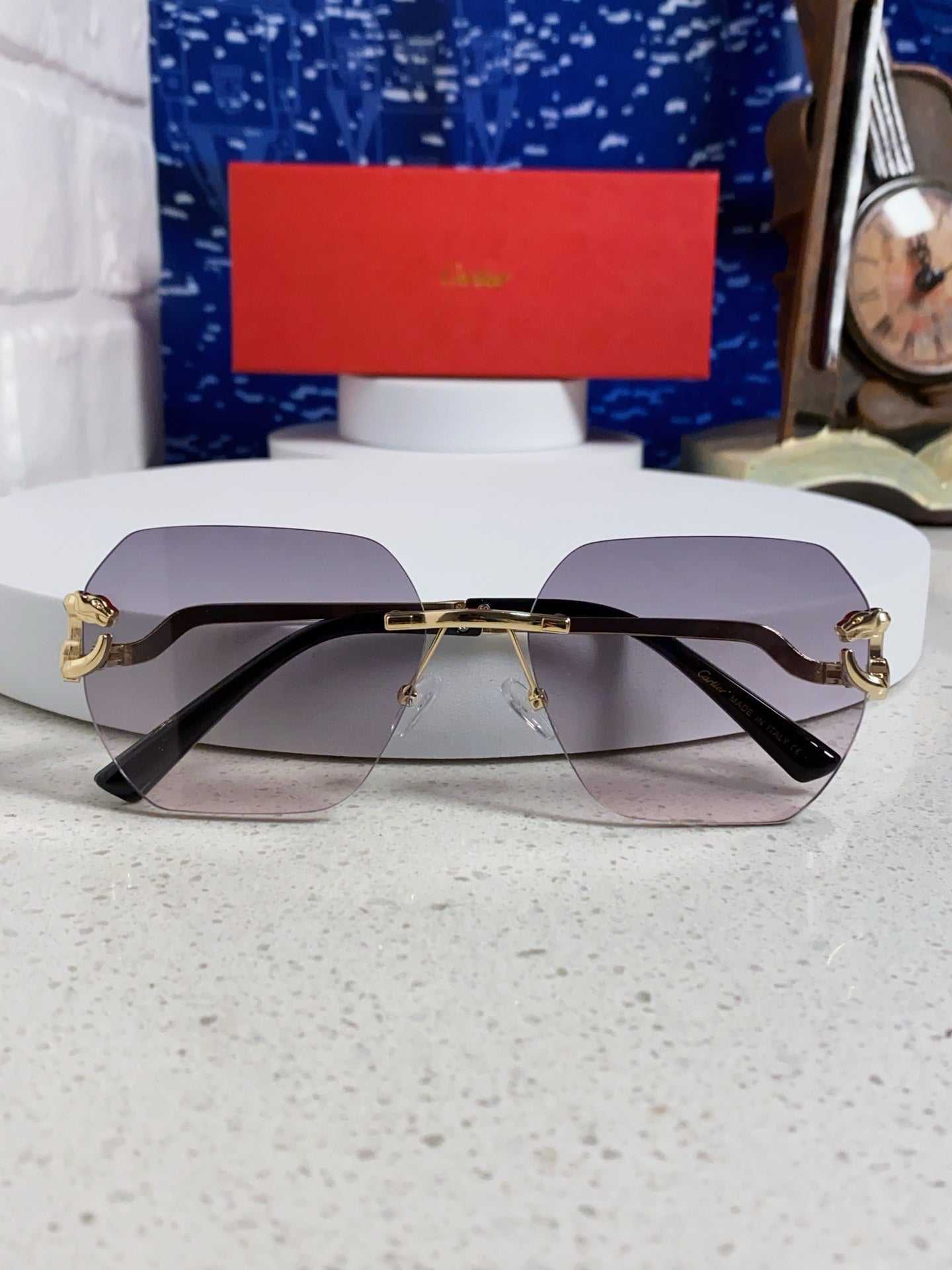 Cartier Lightweight Metal Rimless Silver Lens Sunglasses for Men & Wo - 432226 - detail image 9