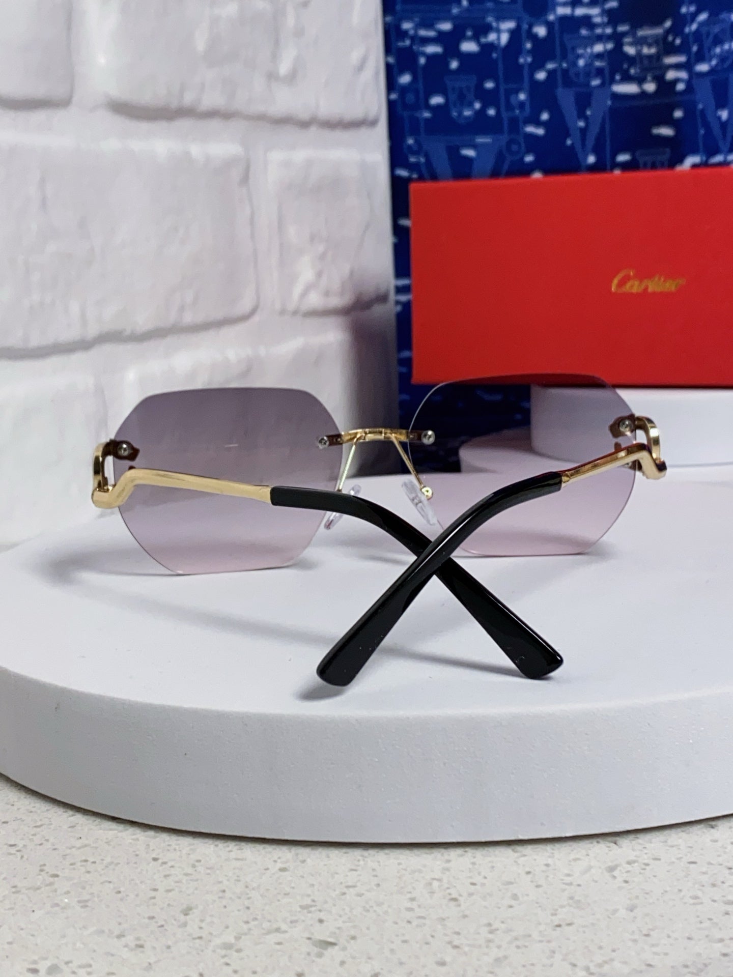 Cartier Lightweight Metal Rimless Silver Lens Sunglasses for Men & Wo - 432226 - detail image 3