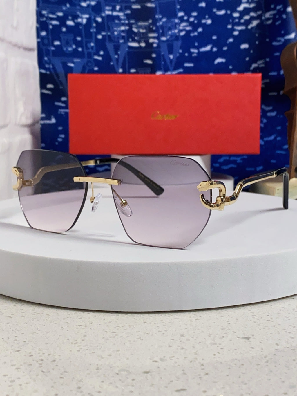 Cartier Lightweight Metal Rimless Silver Lens Sunglasses for Men & Wo - 432226
