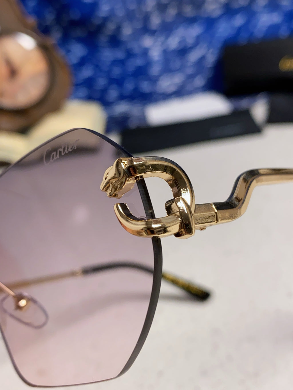 Cartier Lightweight Metal Rimless Silver Lens Sunglasses for Men & Wo - 432226 - detail image 7