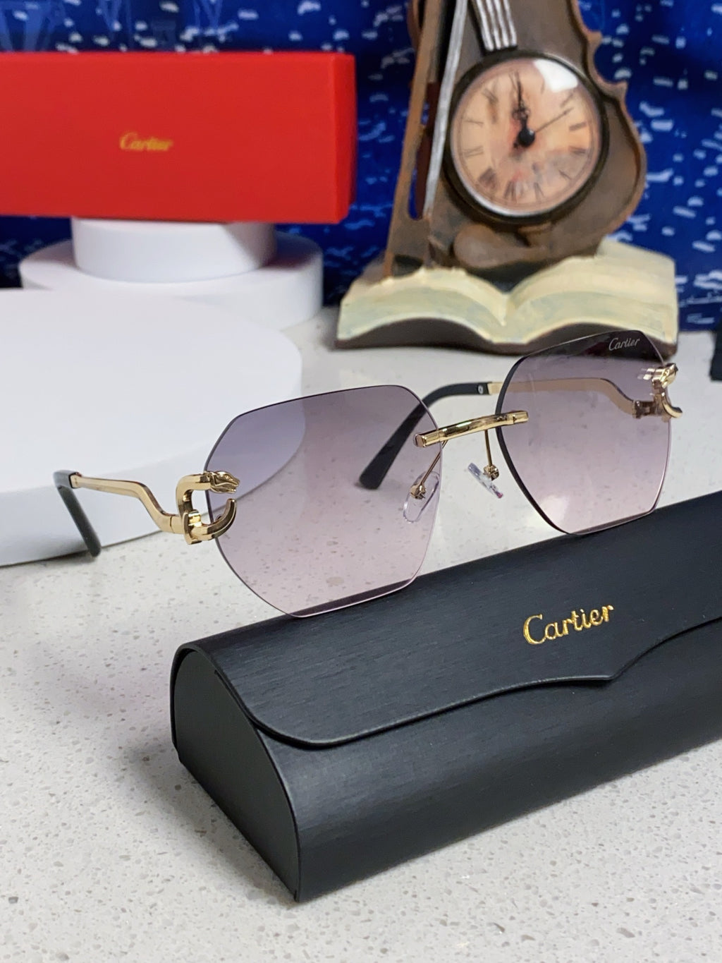 Cartier Lightweight Metal Rimless Silver Lens Sunglasses for Men & Wo - 432226 - detail image 10