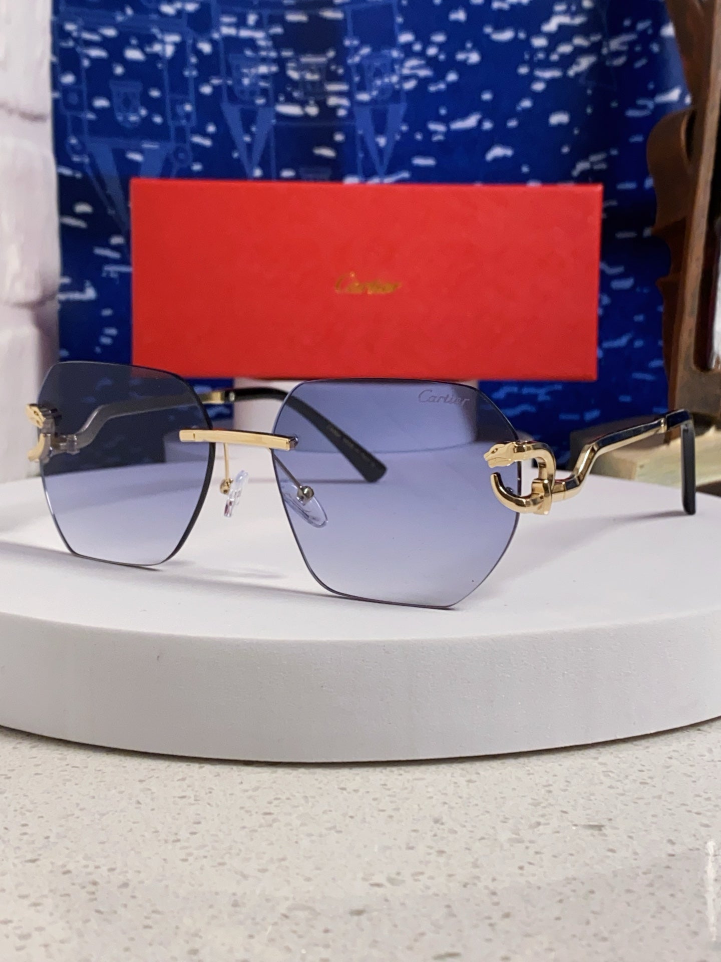 Cartier Lightweight Metal Rimless Silver Lens Sunglasses for Men & Wo - 432227